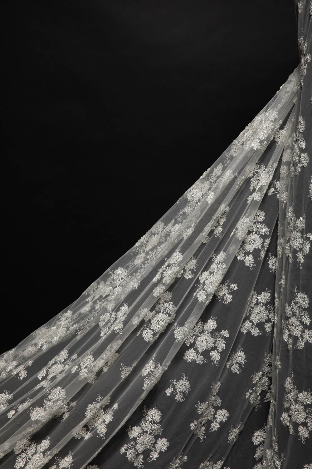 Soft Tulle Lace Fabric Embroidered with Elegant Floral Design 52" Wide | Exquisite Fabric