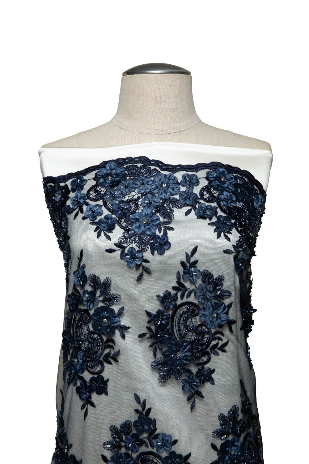 Tulle Lace Fabric Embroidered with Applique & Beads and Intricate 3D Pattern 100% Polyester 50/52" Wide | Exquisite Fabric