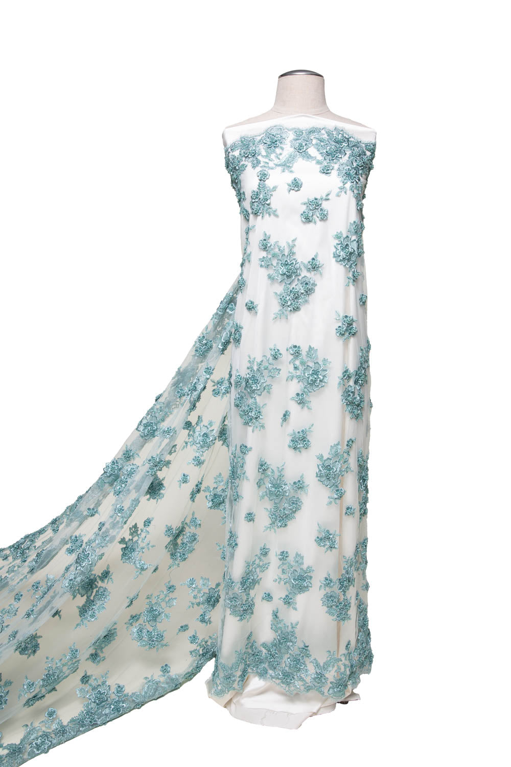Tulle Lace Fabric Embroidered w/Applique and Exquisite 3D Floral Pattern 52" Wide | Exquisite Fabric