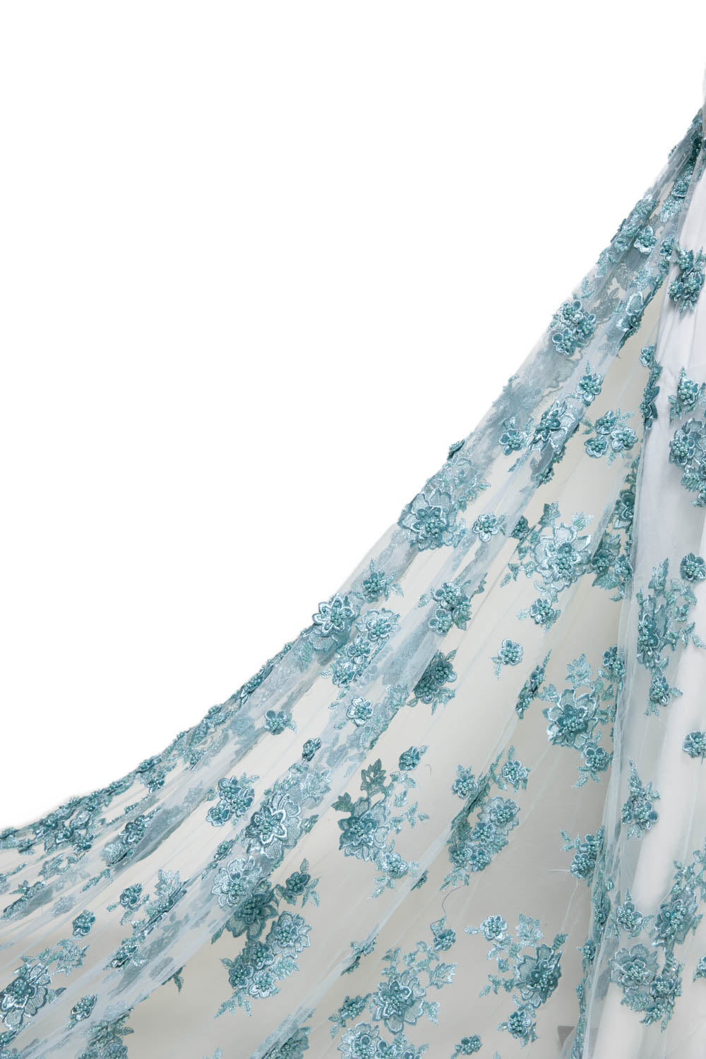 Tulle Lace Fabric Embroidered w/Applique and Exquisite 3D Floral Pattern 52" Wide | Exquisite Fabric