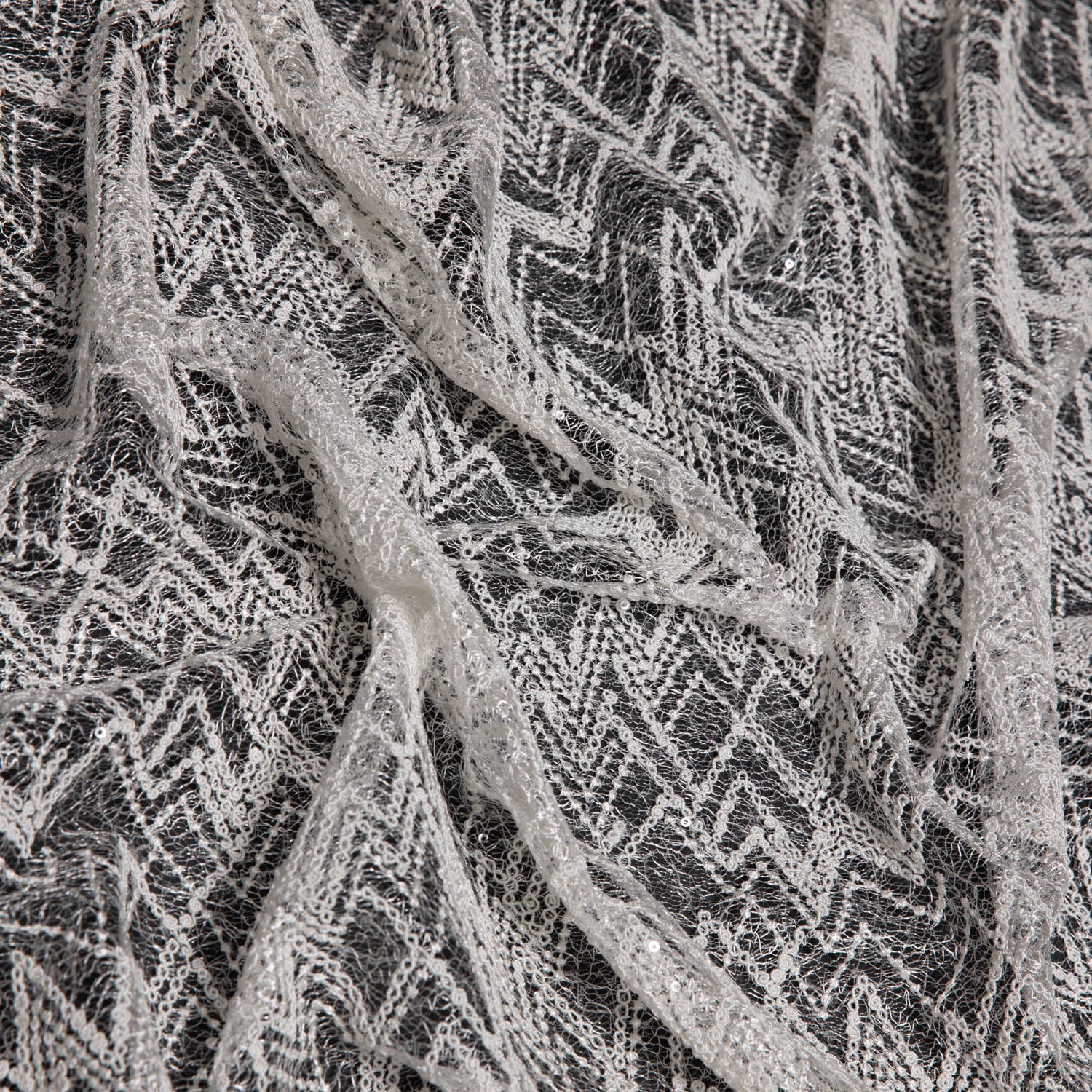 Susumi Lace Tulle Fabric Embroidered Metallic w/Sequins and Intricate Pattern 100% Polyester  50/52" Wide | Exquisite Fabric