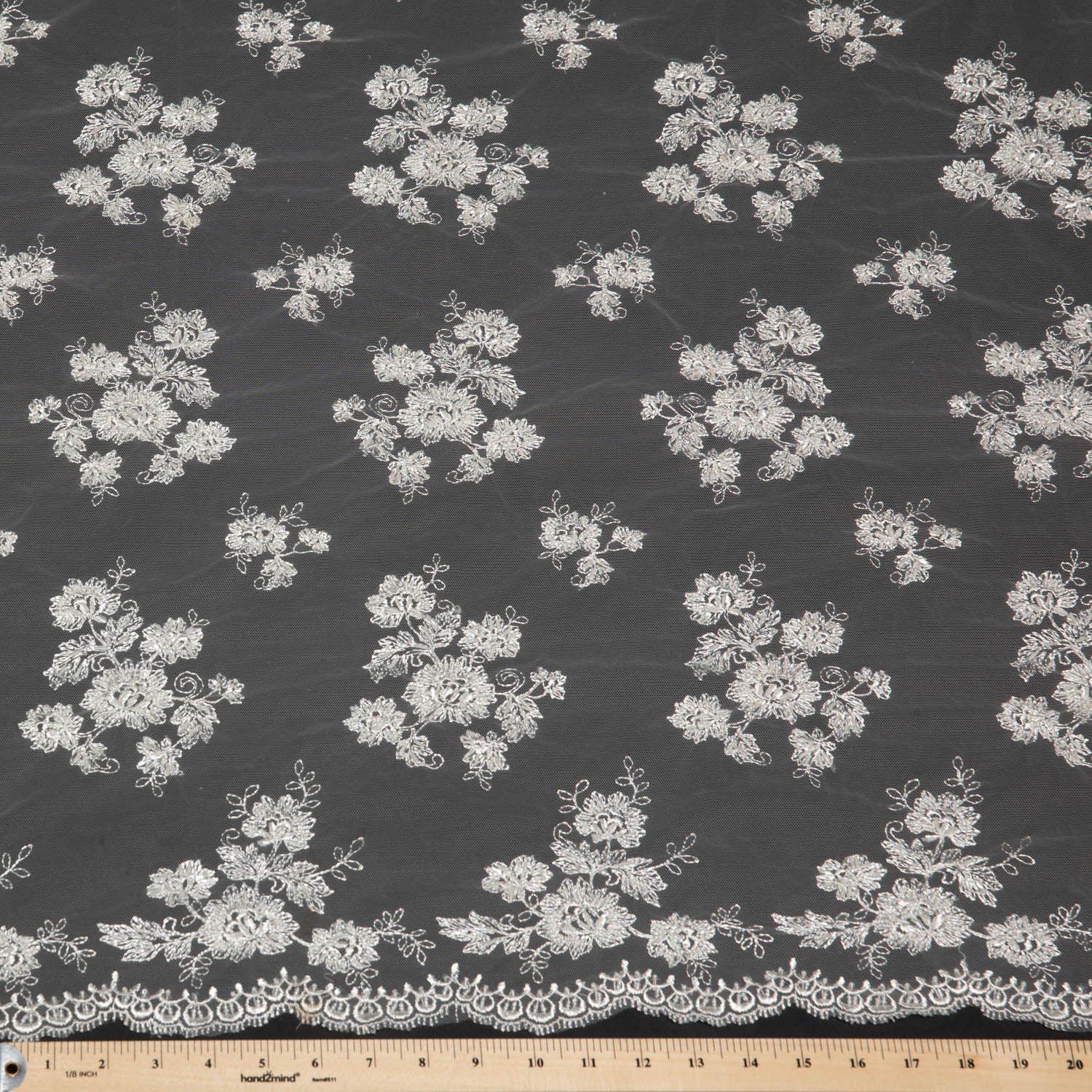 Soft Tulle Lace Fabric Embroidered with Elegant Floral Design 52" Wide | Exquisite Fabric
