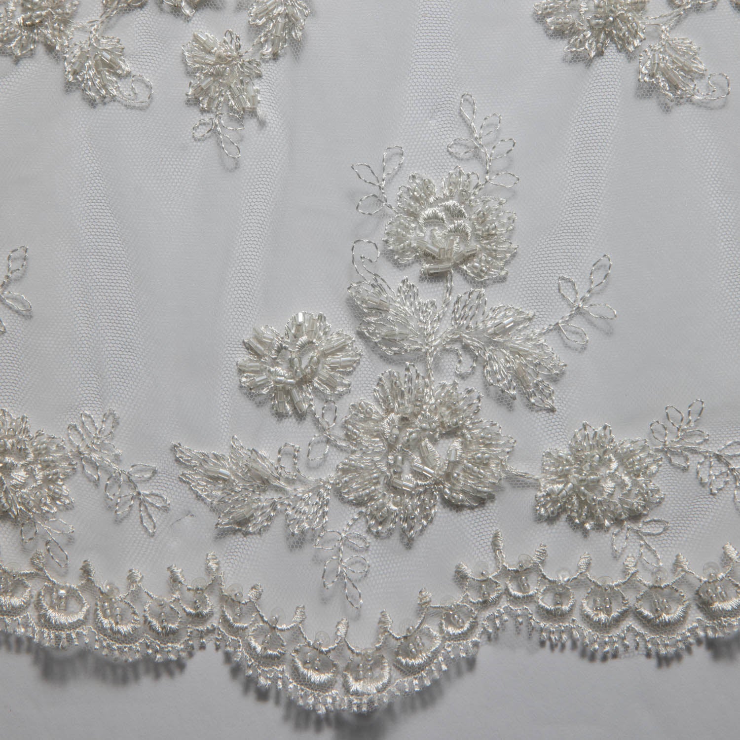 Soft Tulle Lace Fabric Embroidered with Elegant Floral Design 52" Wide | Exquisite Fabric