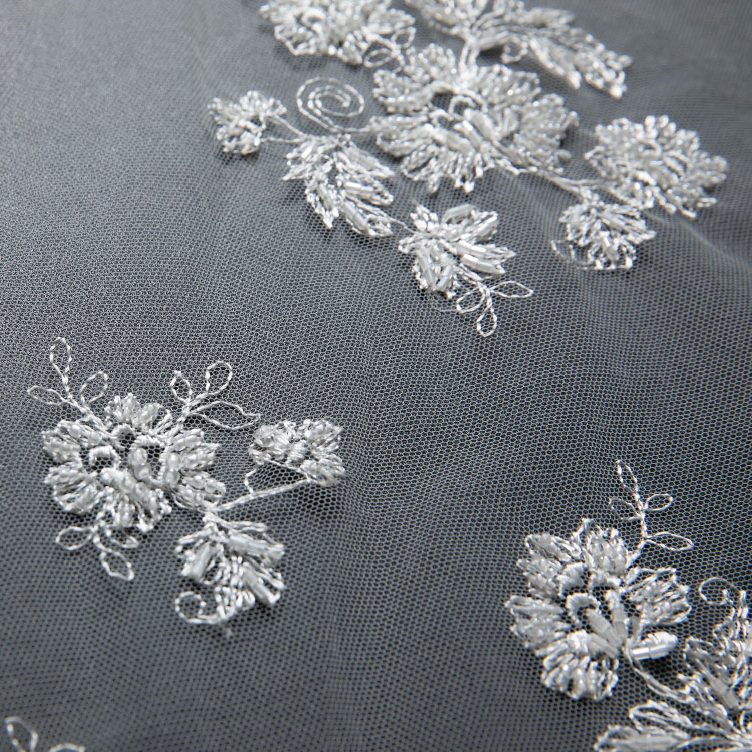 Soft Tulle Lace Fabric Embroidered with Elegant Floral Design 52" Wide | Exquisite Fabric