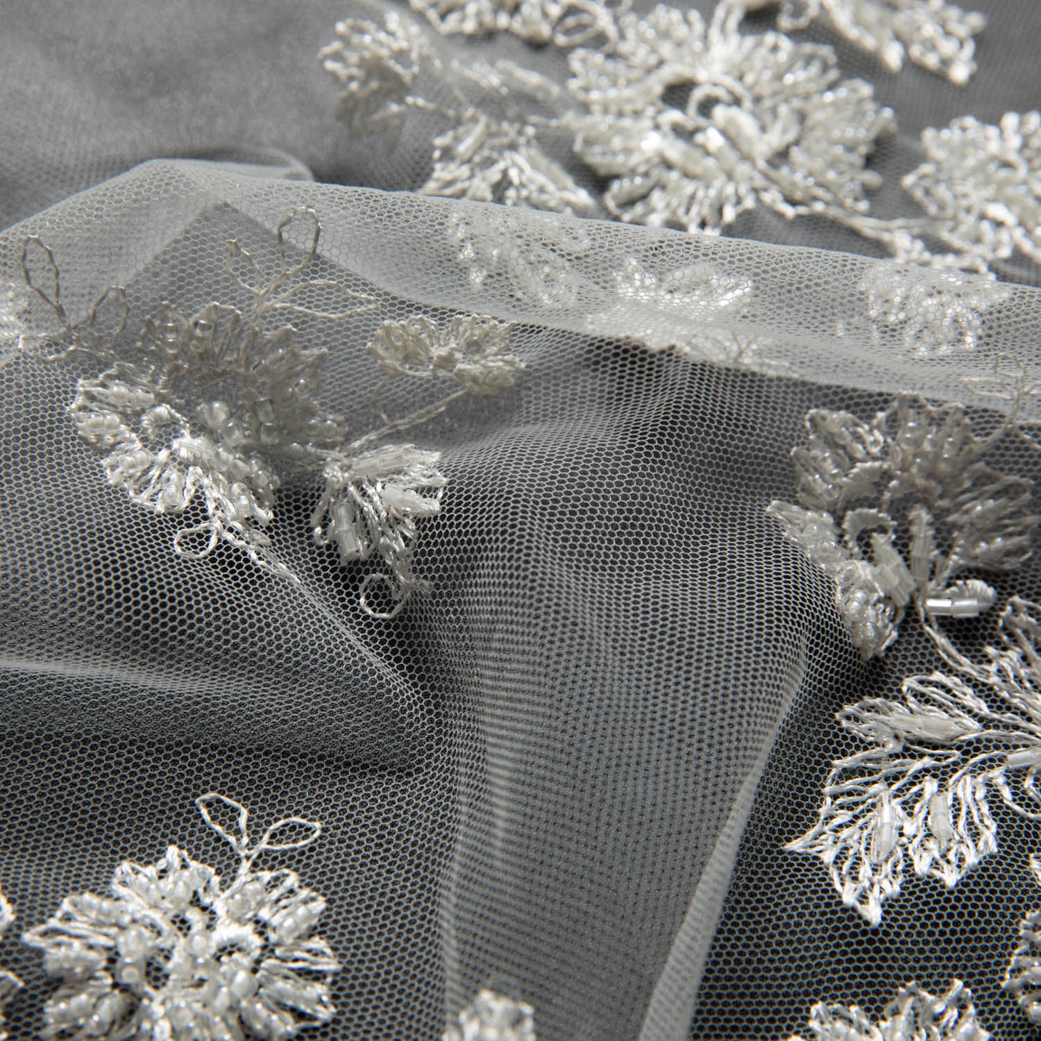 Soft Tulle Lace Fabric Embroidered with Elegant Floral Design 52" Wide | Exquisite Fabric