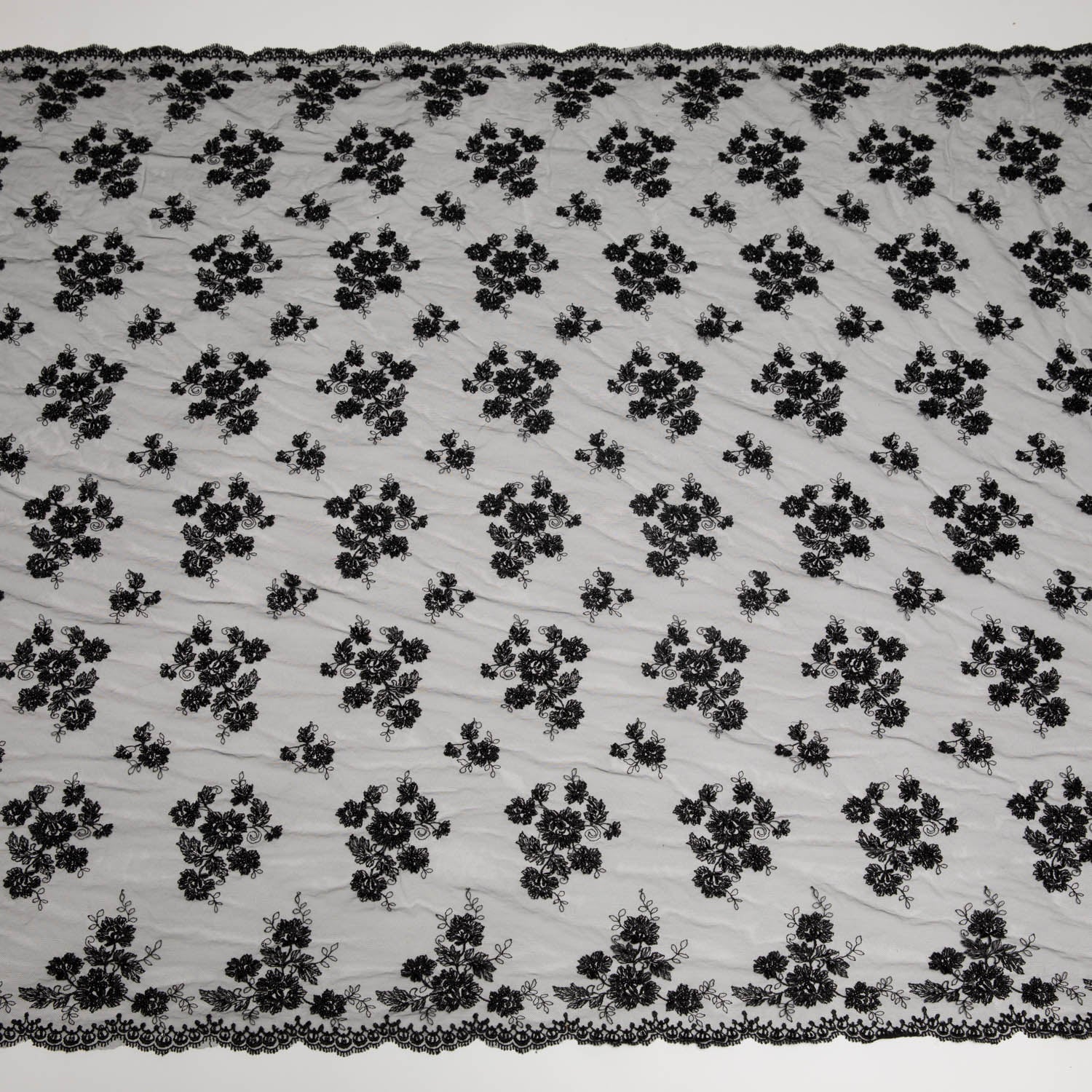 Soft Tulle Lace Fabric Embroidered with Elegant Floral Design 52" Wide | Exquisite Fabric