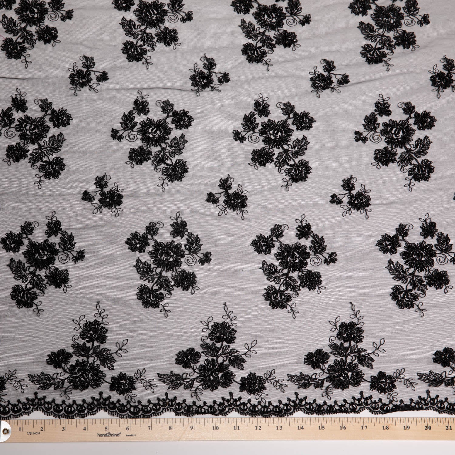 Soft Tulle Lace Fabric Embroidered with Elegant Floral Design 52" Wide | Exquisite Fabric