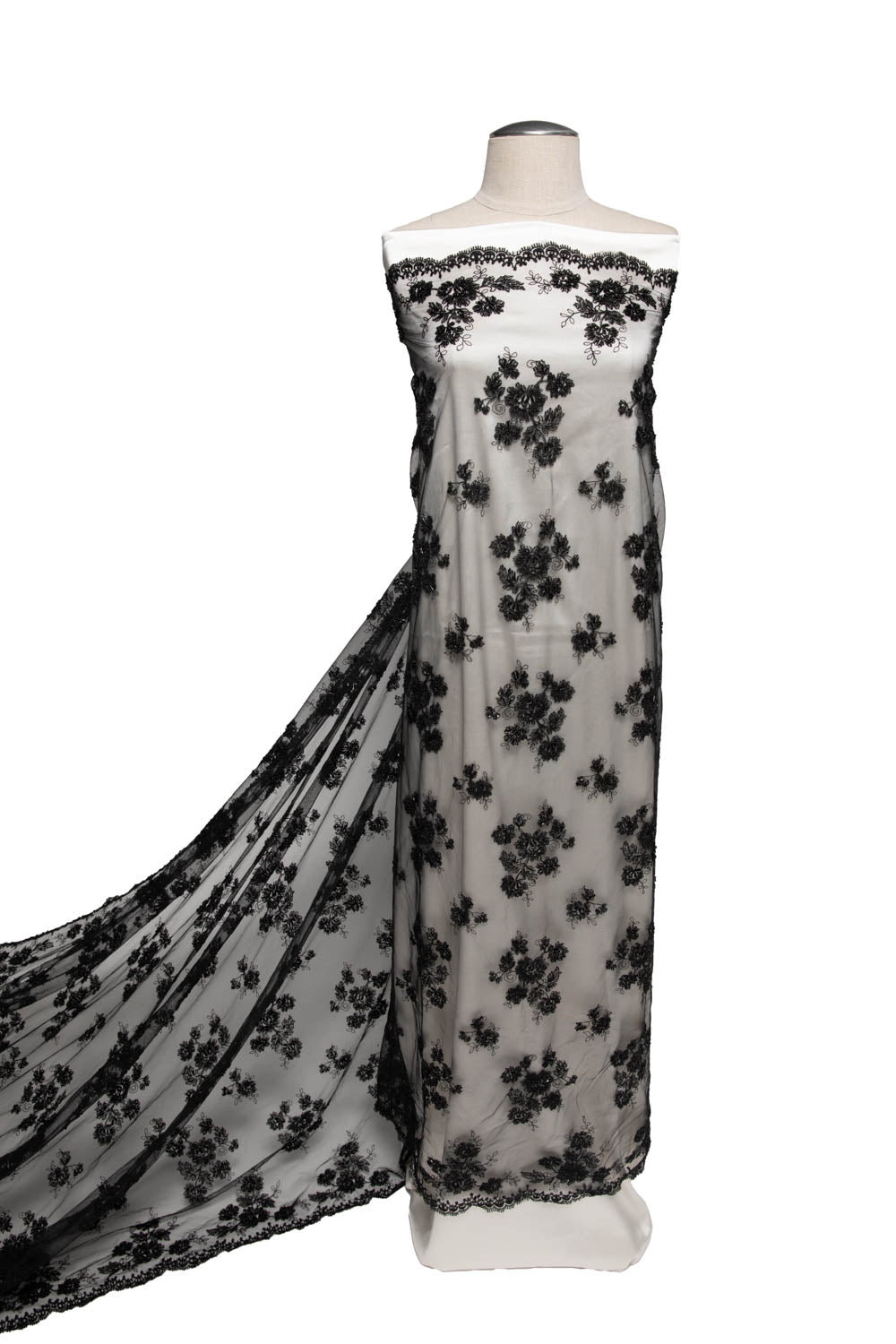 Soft Tulle Lace Fabric Embroidered with Elegant Floral Design 52" Wide | Exquisite Fabric
