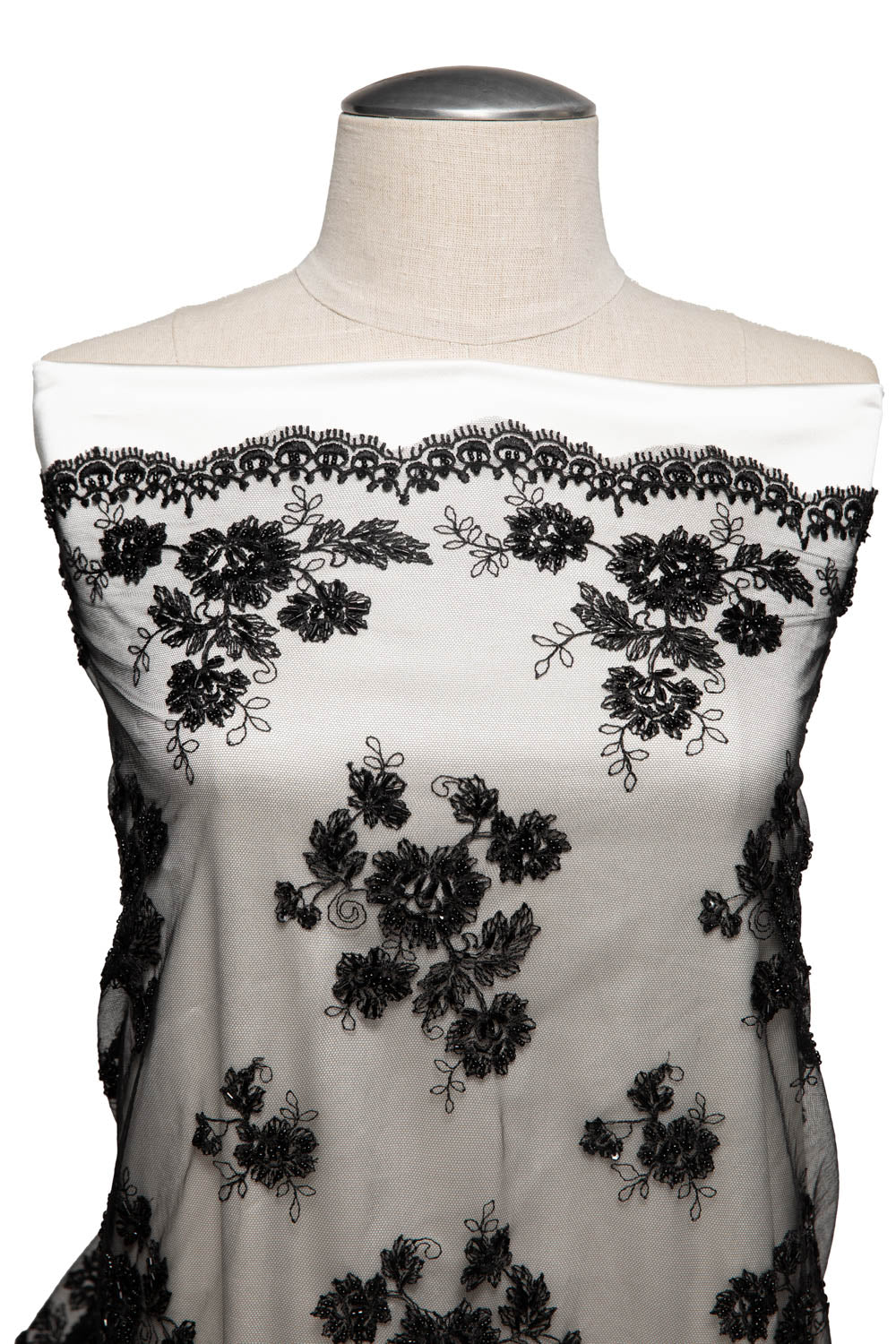Soft Tulle Lace Fabric Embroidered with Elegant Floral Design 52" Wide | Exquisite Fabric