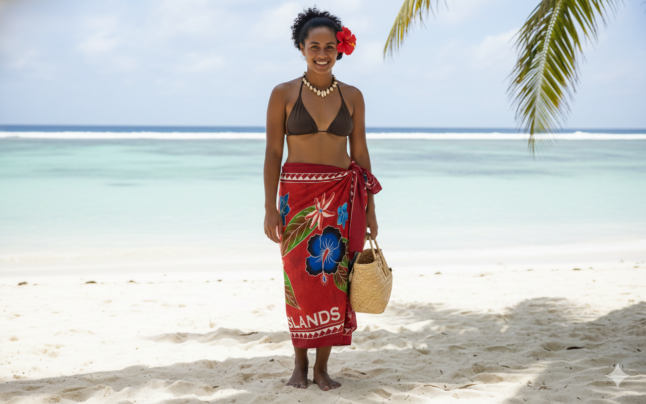 Fiji Islands Topical Flowers Banana Leaf Sarong | Islands Fabric