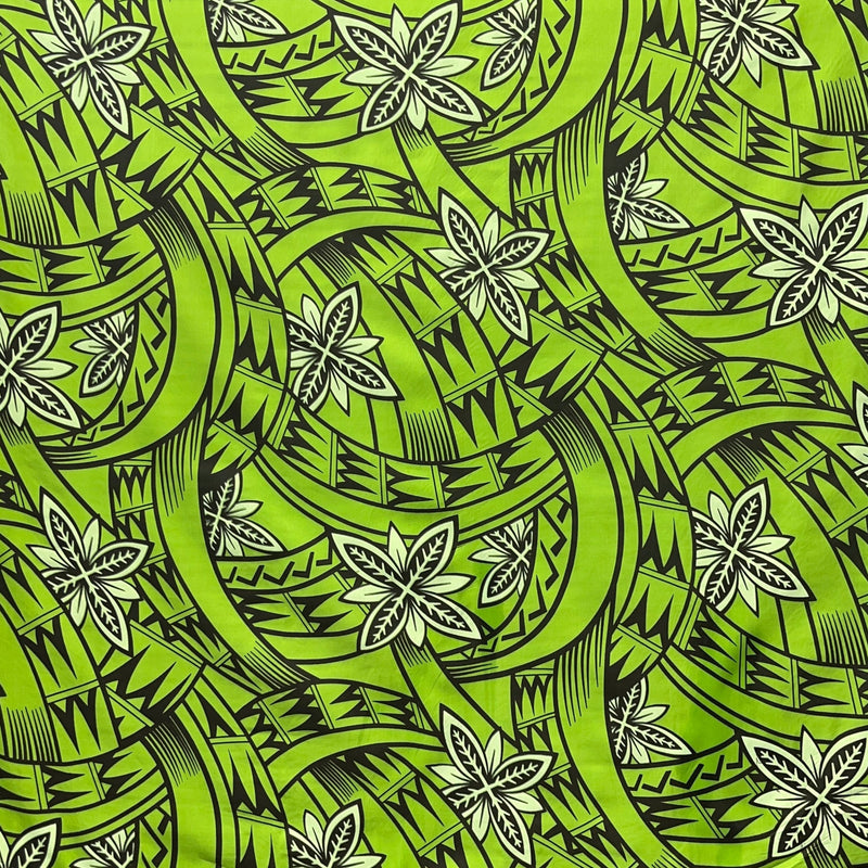 Floral Traditional Polynesian Tattoo Background Poly Cotton Fabric | Islands Fabric