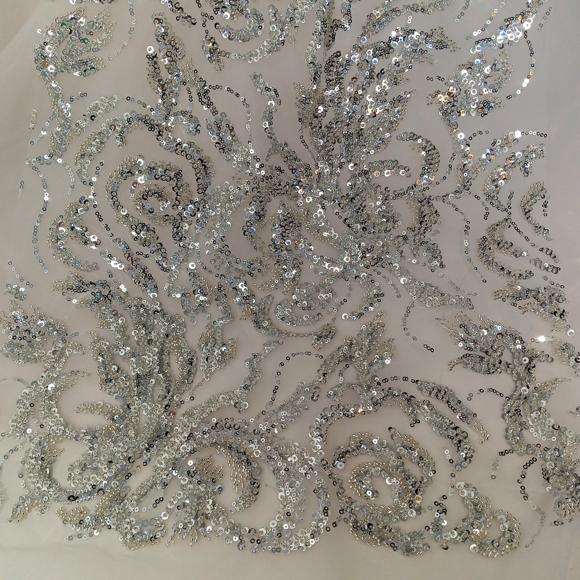 Beaded & Sequined Lace Fabric Embroidered on 100% Polyester Net Mesh | Lace USA - GD-30