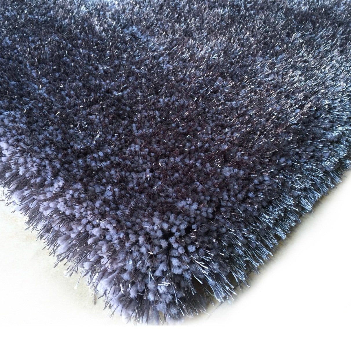 Gray Solid Shag Area Rug/Carpet - Crafted from 100% Polyester, Plush Fluffy Shine, Thick and Thin Yarns Design