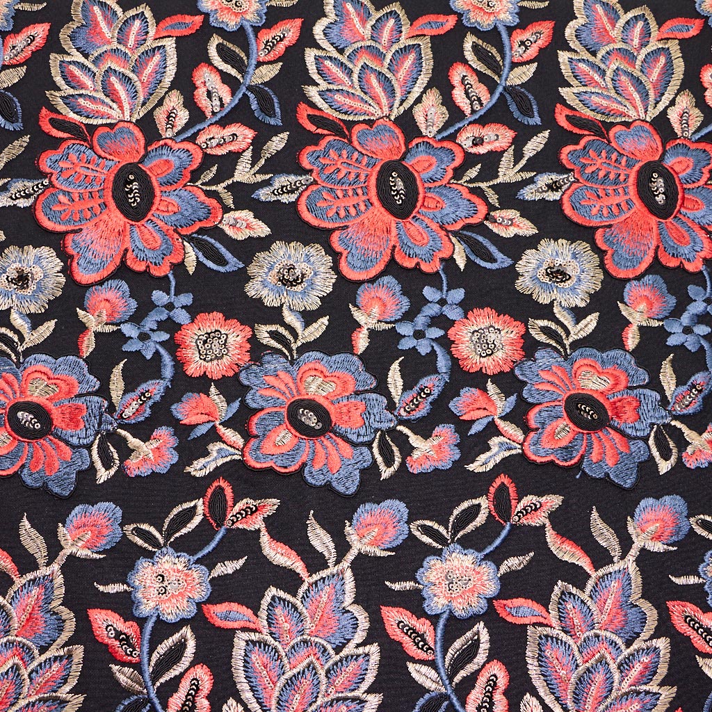 Genevieve Embroidered Mesh Fabric | Blue Moon Fabrics