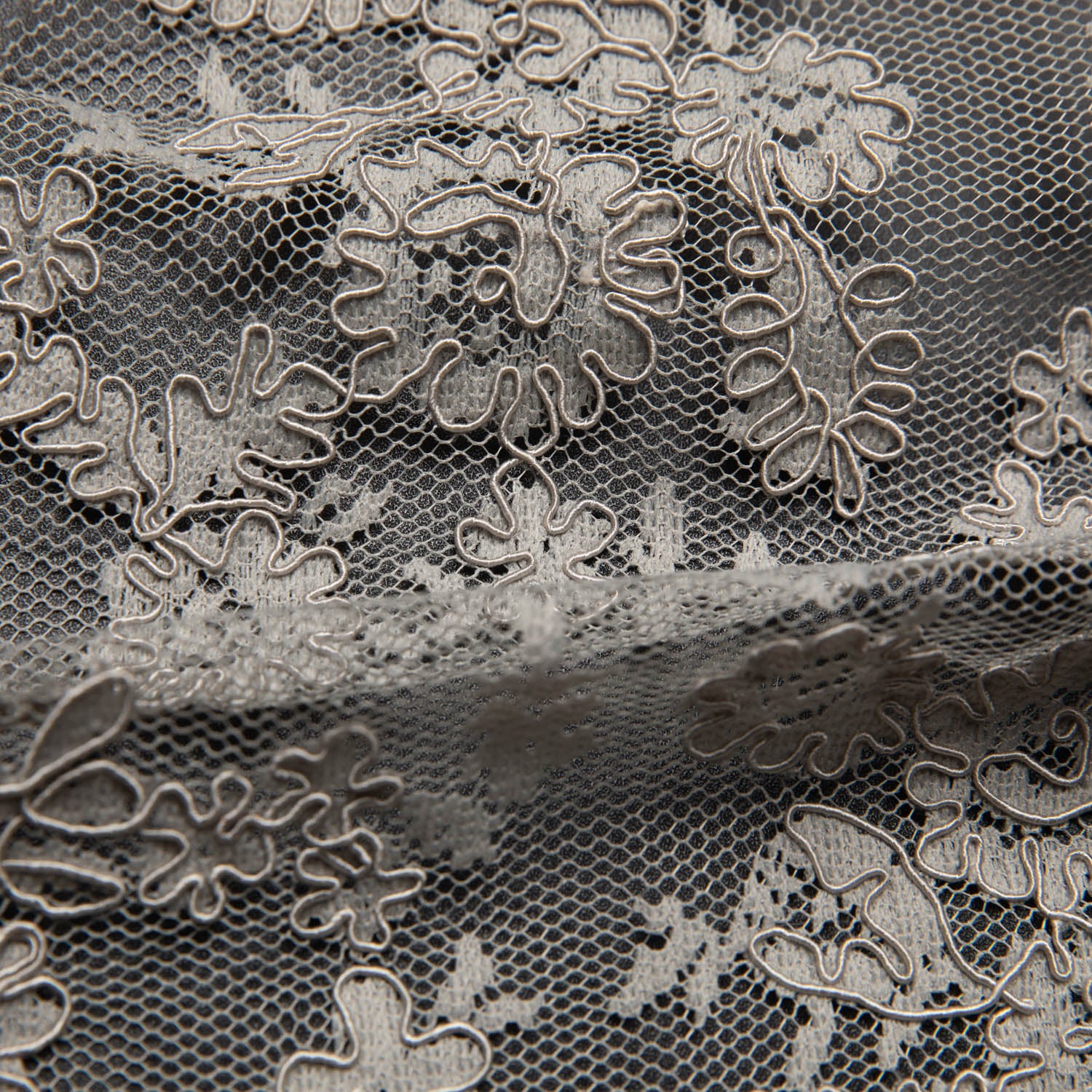 Re-Embroidered Lace Fabric with Cord and Extravagant Floral Design | Exquisite Fabric