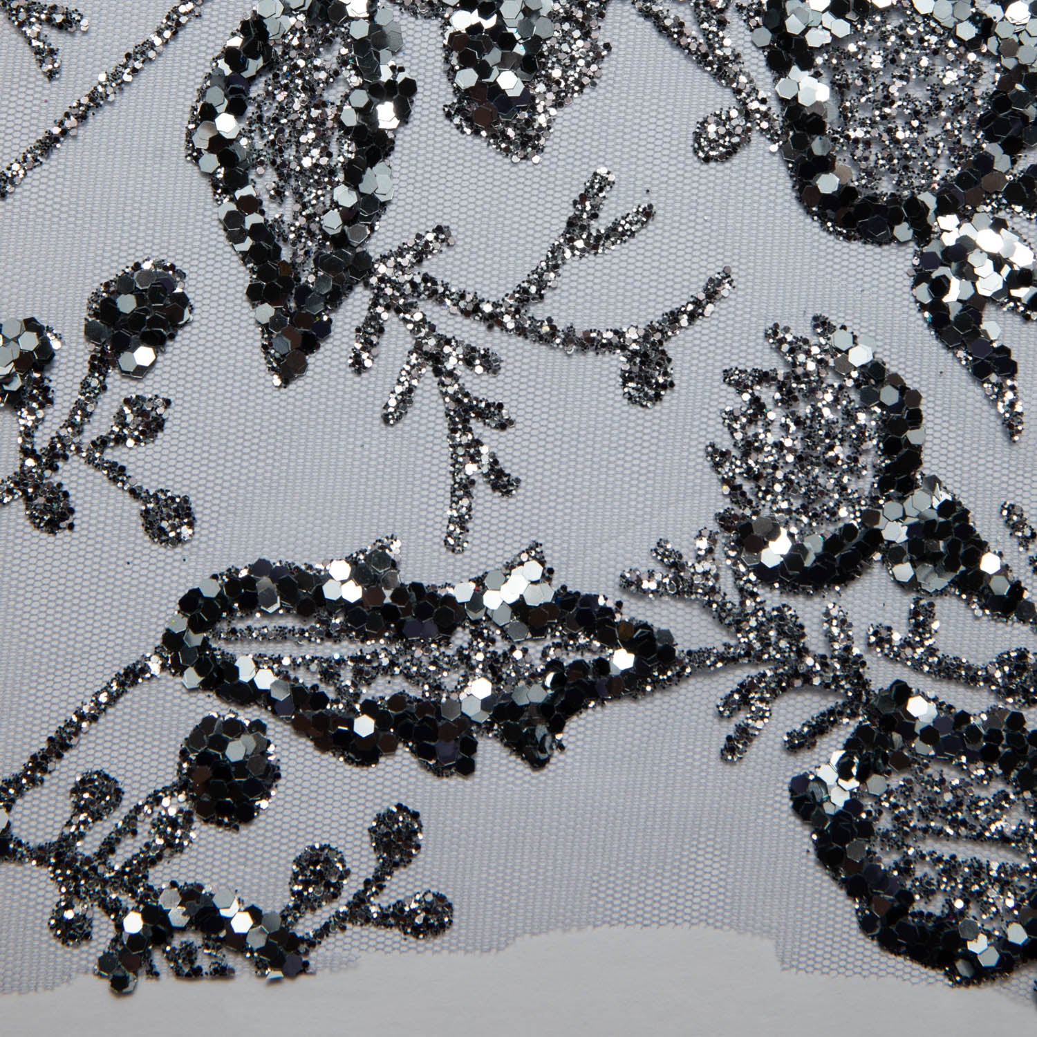 Tulle Lace Fabric with Glitter and Floral Pattern 58" Wide | Exquisite Fabric