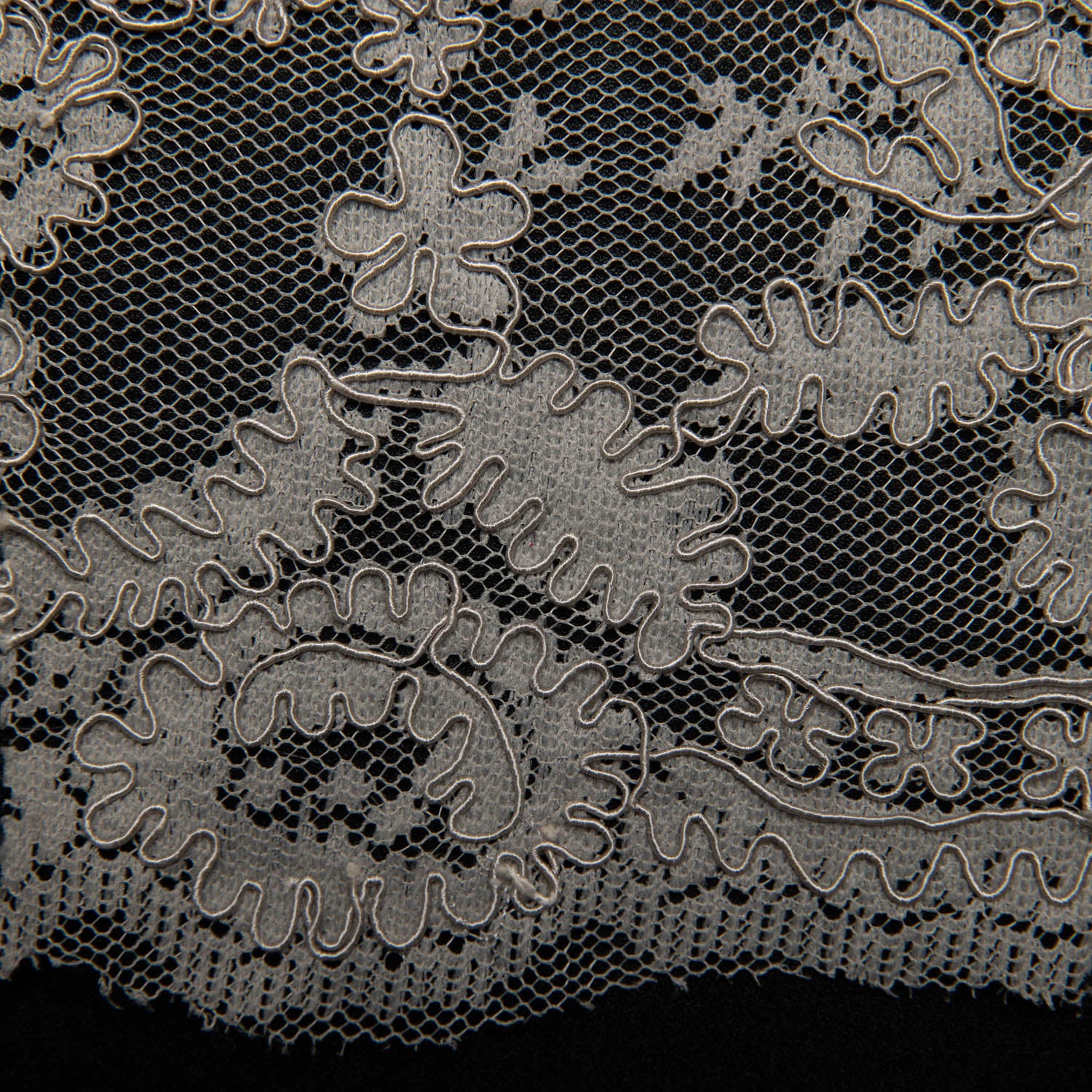 Re-Embroidered Lace Fabric with Cord and Extravagant Floral Design | Exquisite Fabric