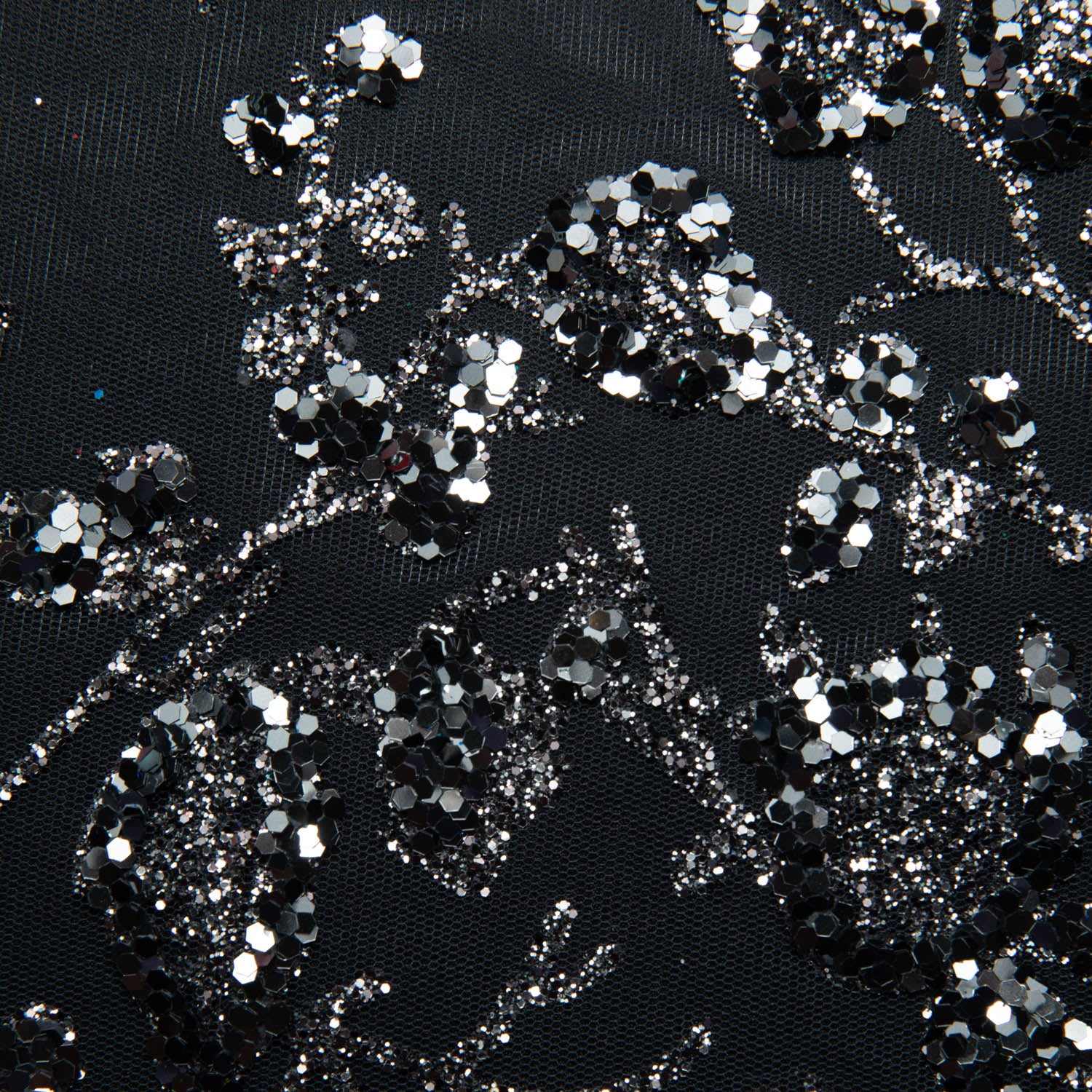 Tulle Lace Fabric with Glitter and Floral Pattern 58" Wide | Exquisite Fabric