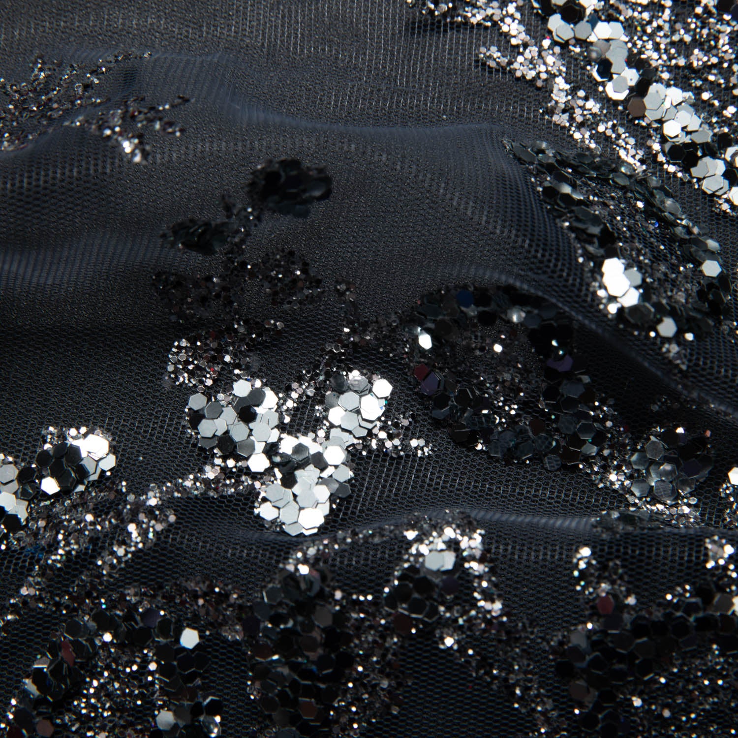 Tulle Lace Fabric with Glitter and Floral Pattern 58" Wide | Exquisite Fabric
