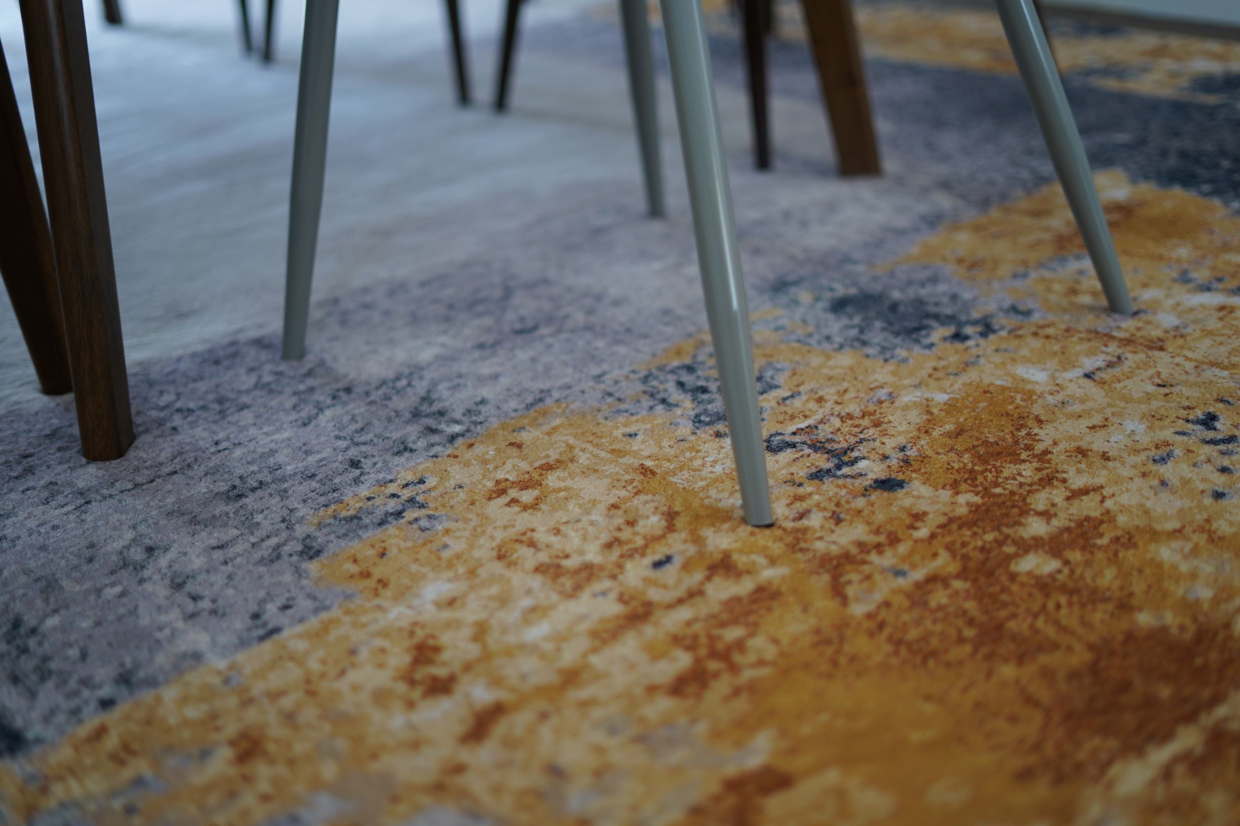 Soft Yellow Abstract Fluffy Cozy Comfortable Print Design Area Rug/ Carpet