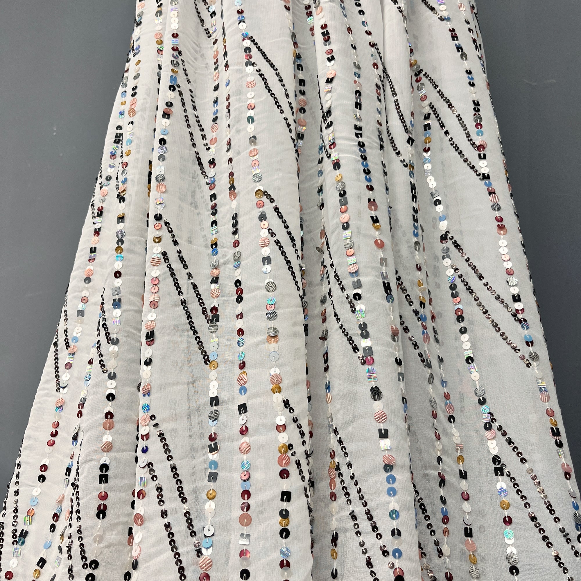 Hand Sequined Chiffon Fabric 100% Polyester Approximately 48" Wide | Lace USA - GD-04