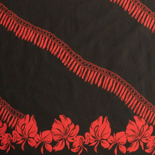 Hibiscus Buds Single Border Design Poly Cotton Fabric | Islands Fabric