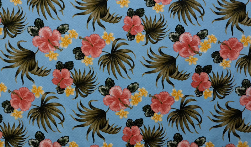 Hibiscus Plumerias Palm & Elephant Ear leaves Upholstery Fabric | Islands Fabric