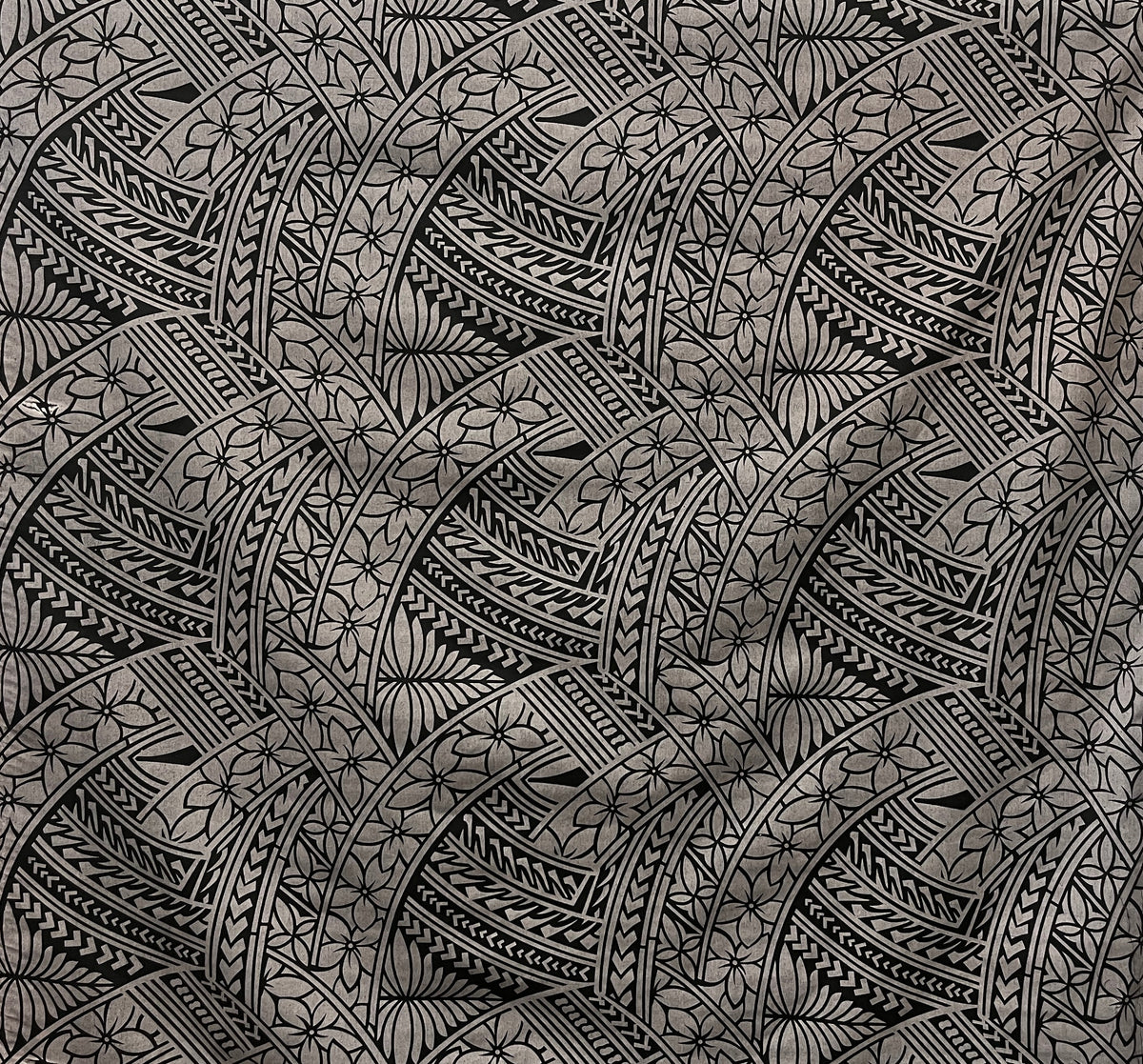 Hibiscus Traditional Polynesian Tattoo Poly Cotton Fabric | Islands Fabric