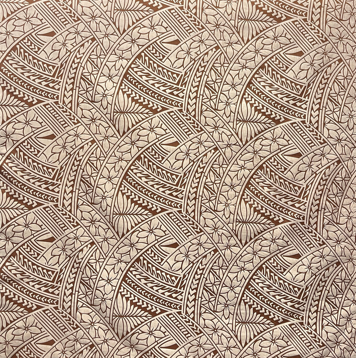 Hibiscus Traditional Polynesian Tattoo Poly Cotton Fabric | Islands Fabric