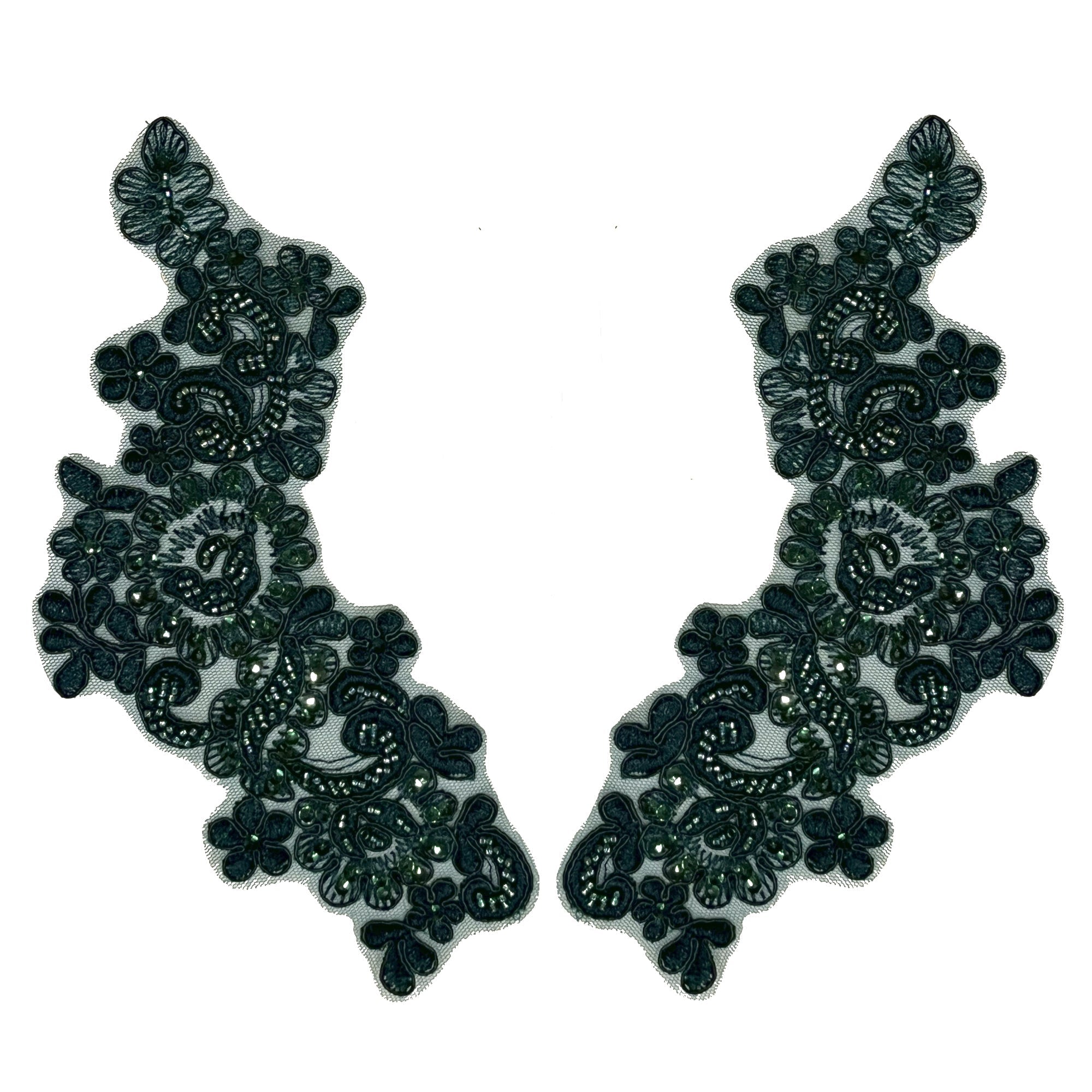 Beaded & Corded Floral Lace Applique Embroidered on 100% Polyester | Lace USA - KZ-25-HB