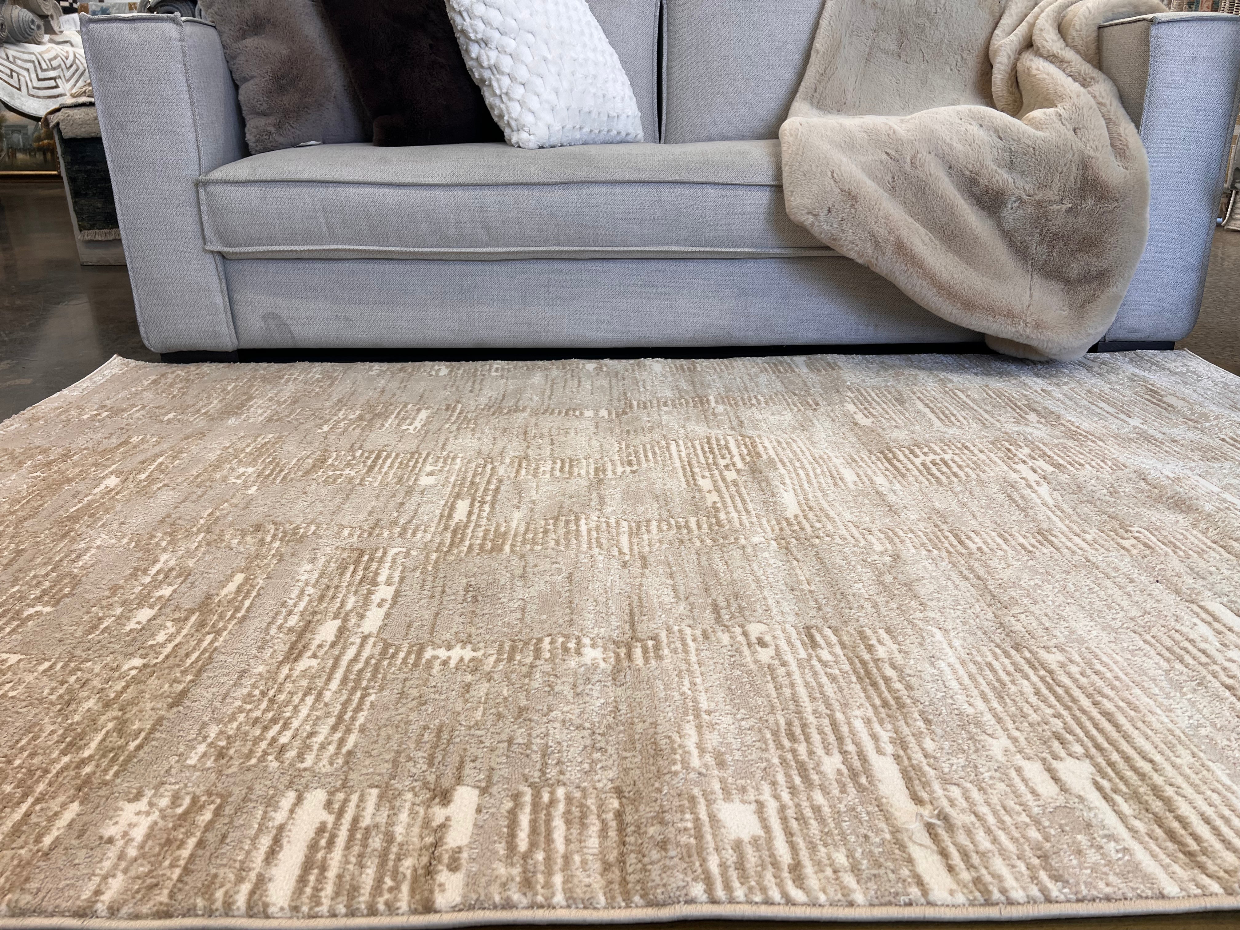 Tone-on-Tone Sandy Beige Rug Crafted with High-Low Mocha Soft finish Detail - NUDE 29