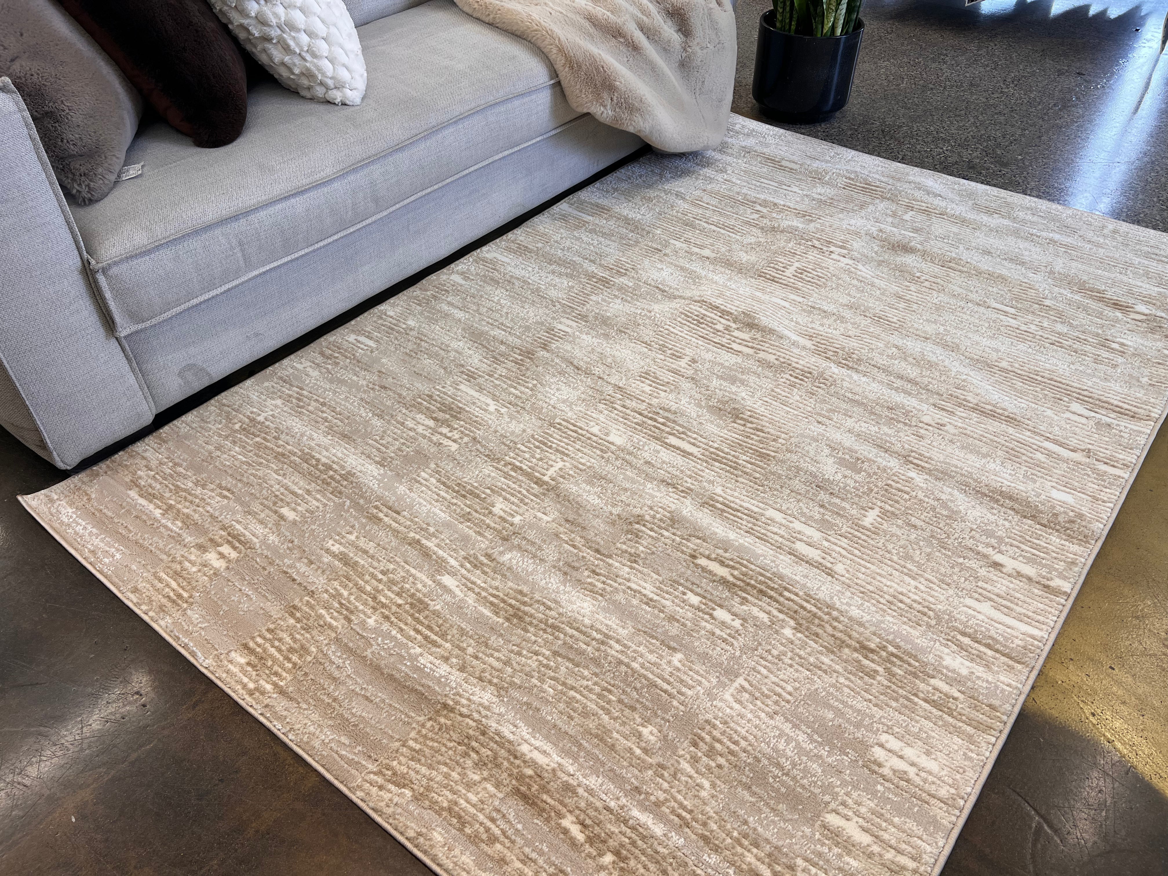 Tone-on-Tone Sandy Beige Rug Crafted with High-Low Mocha Soft finish Detail - NUDE 29