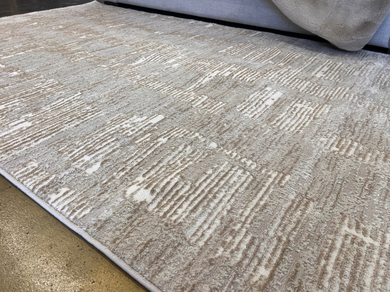 Tone-on-Tone Sandy Beige Rug Crafted with High-Low Mocha Soft finish Detail - NUDE 29