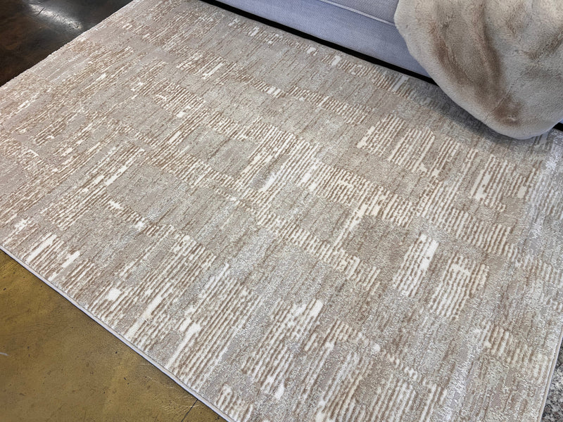 Tone-on-Tone Sandy Beige Rug Crafted with High-Low Mocha Soft finish Detail - NUDE 29