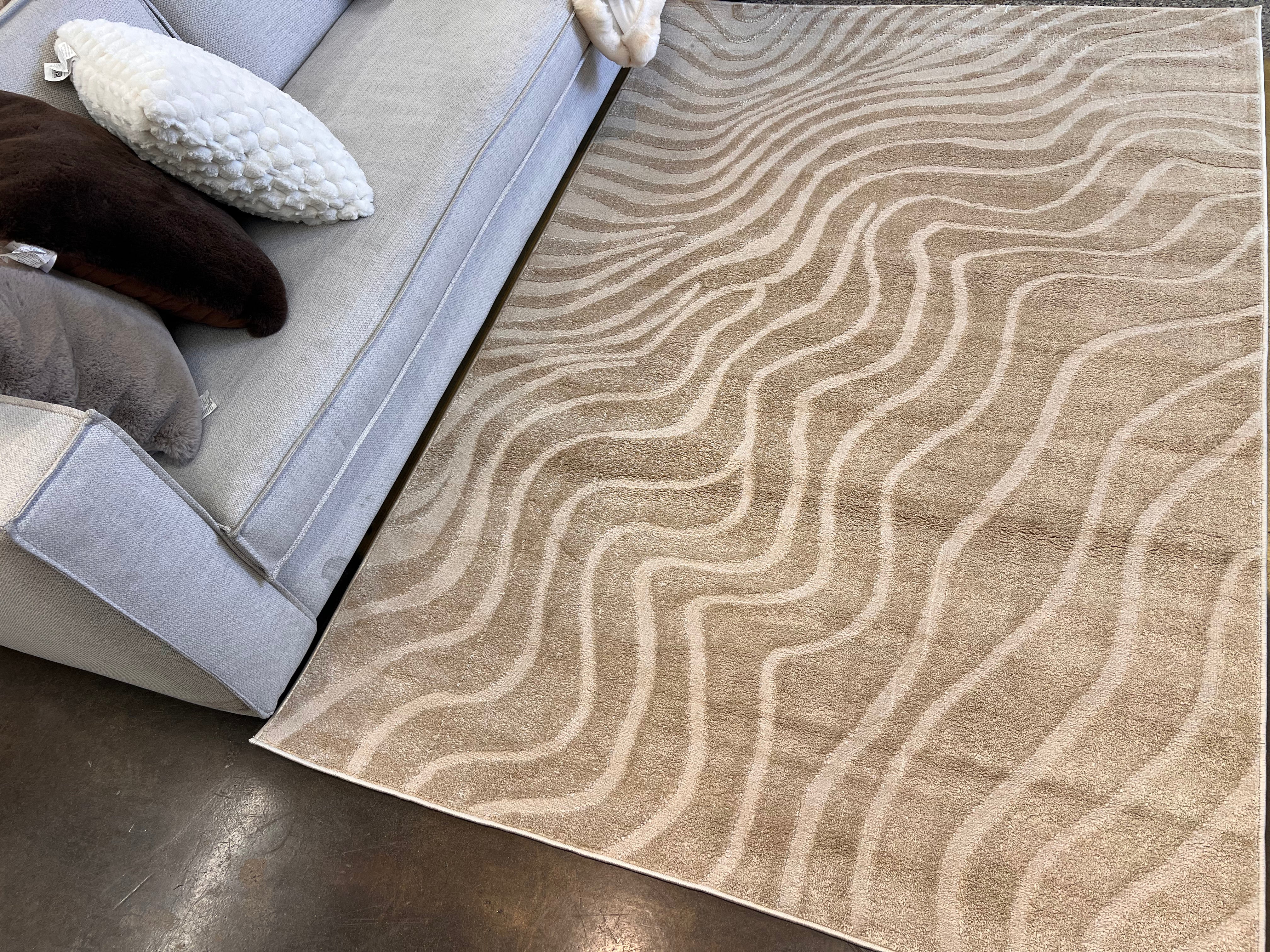 Cozy Mocha Waves: Beige Tone-on-Tone Abstract Rug - NUDE 24