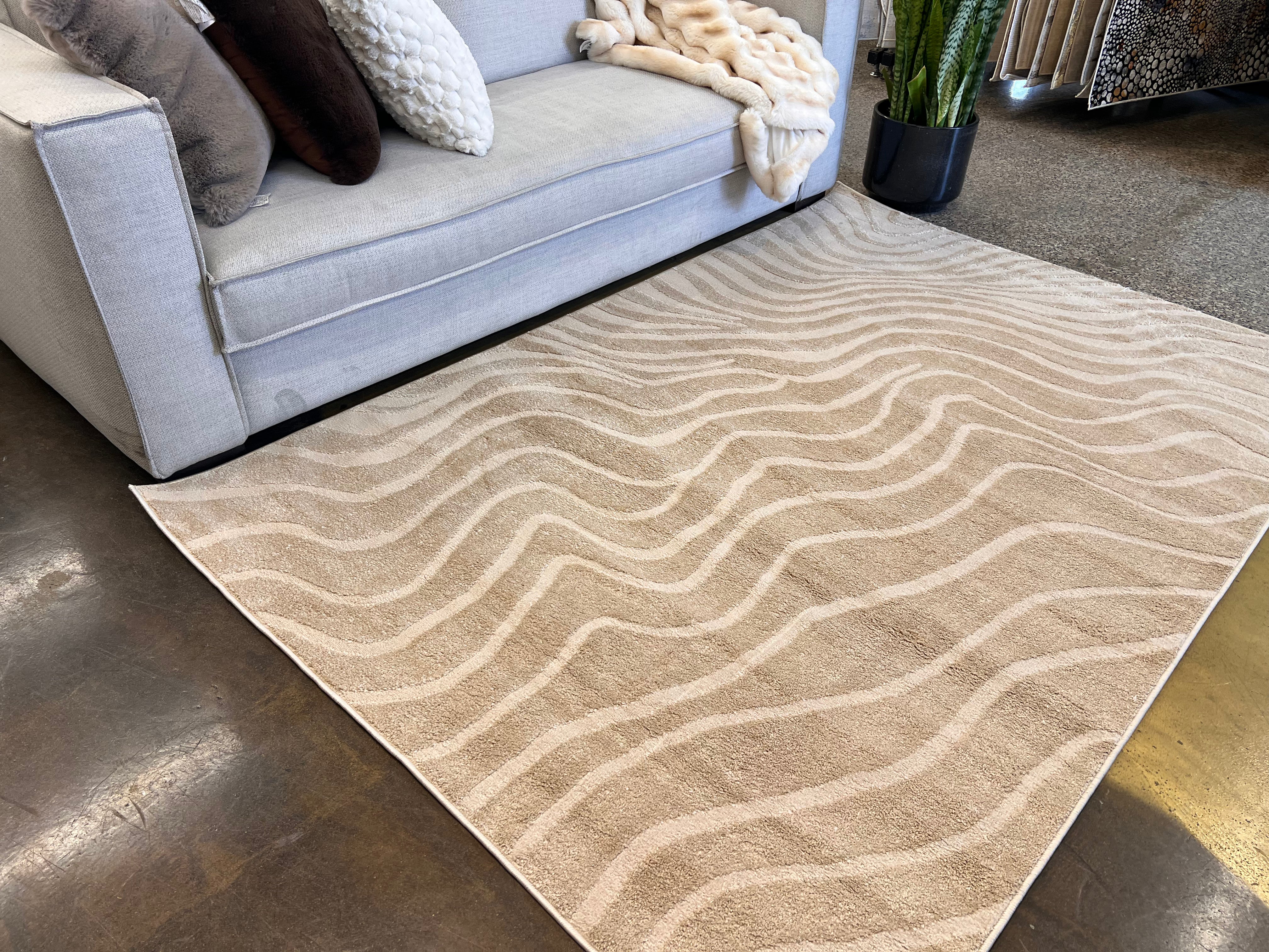 Cozy Mocha Waves: Beige Tone-on-Tone Abstract Rug - NUDE 24