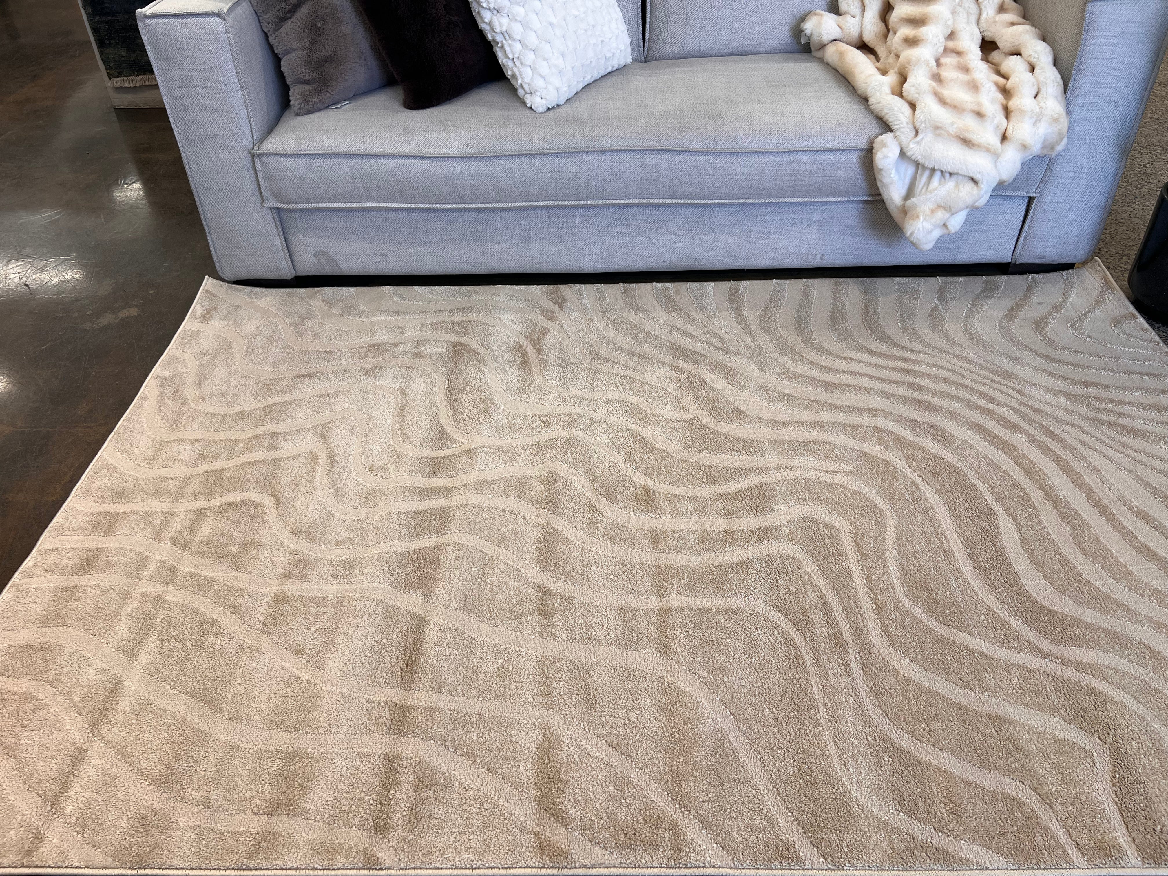 Cozy Mocha Waves: Beige Tone-on-Tone Abstract Rug - NUDE 24