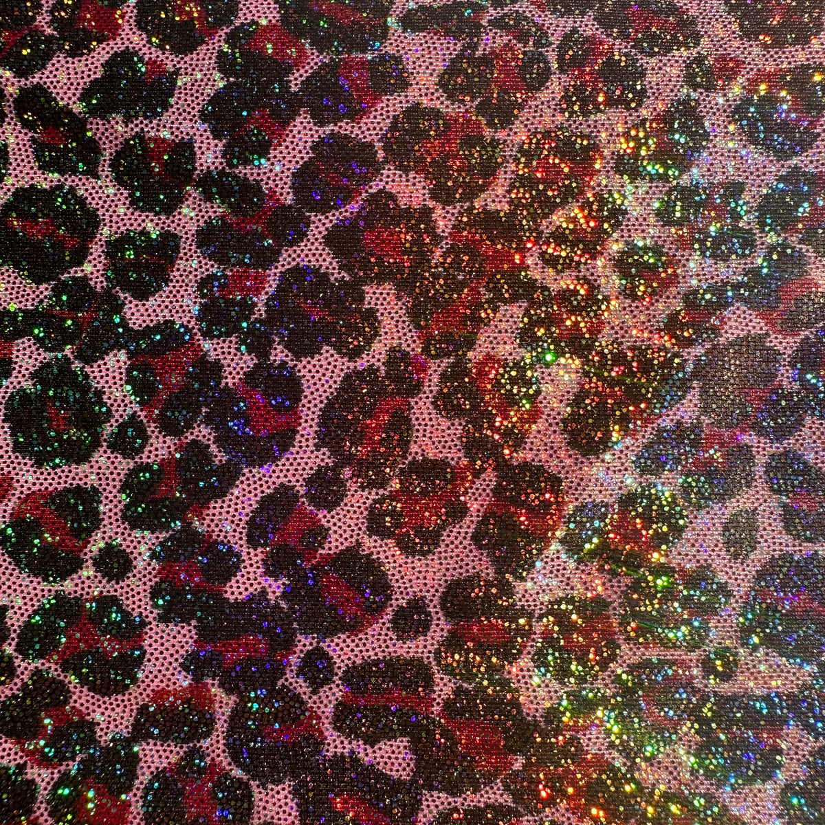 Leopard Hologram in Stretch Poly Spandex tricot Fabric | Spandex Palace