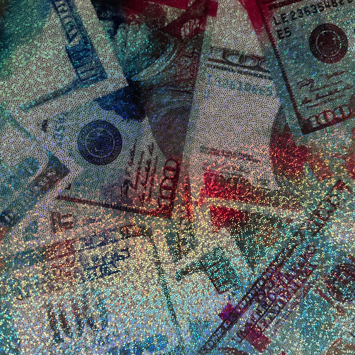 Hologram: Stretch Polyester Spandex Franklin Bills Fabric | Spandex Palace