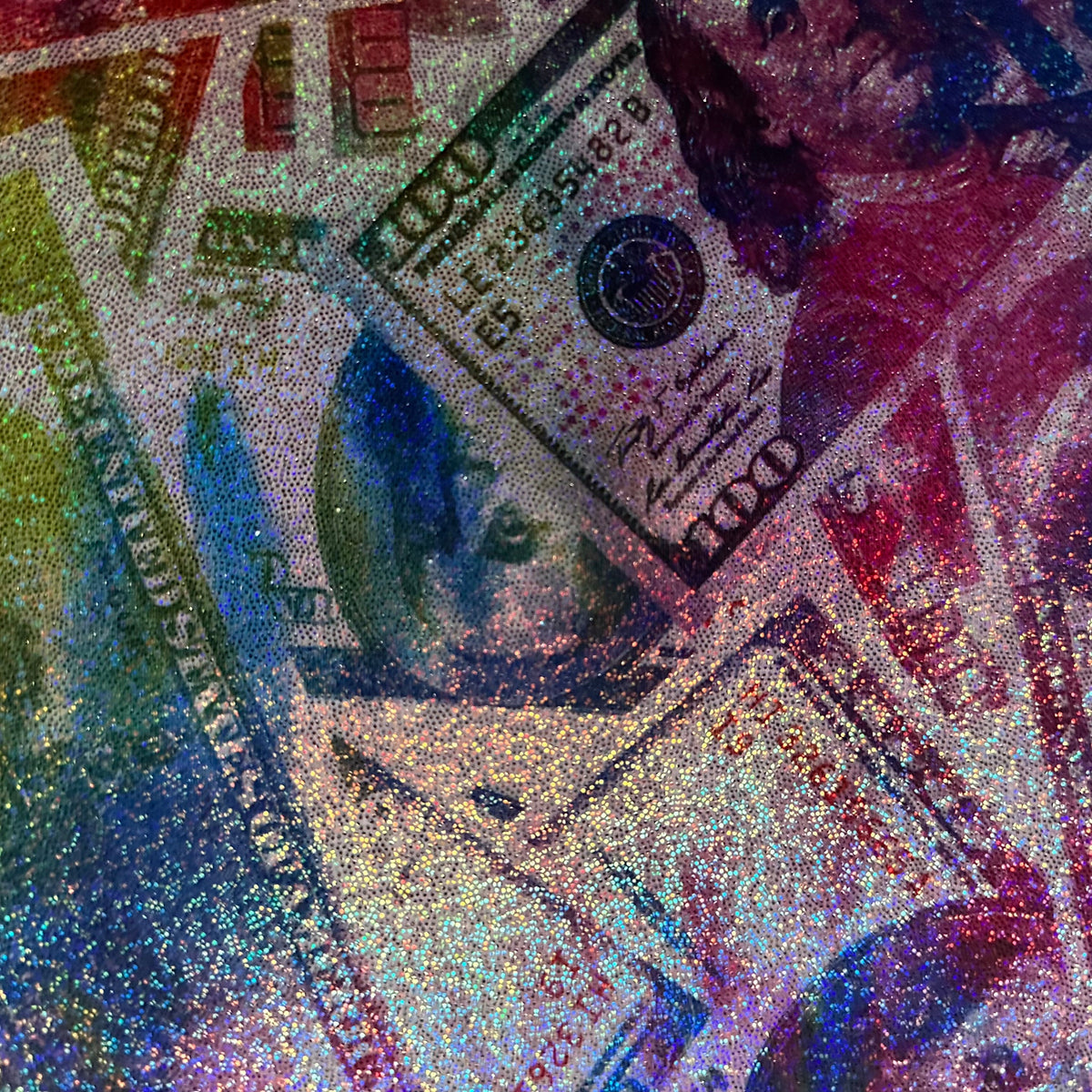 Hologram: Stretch Polyester Spandex Franklin Bills Fabric | Spandex Palace