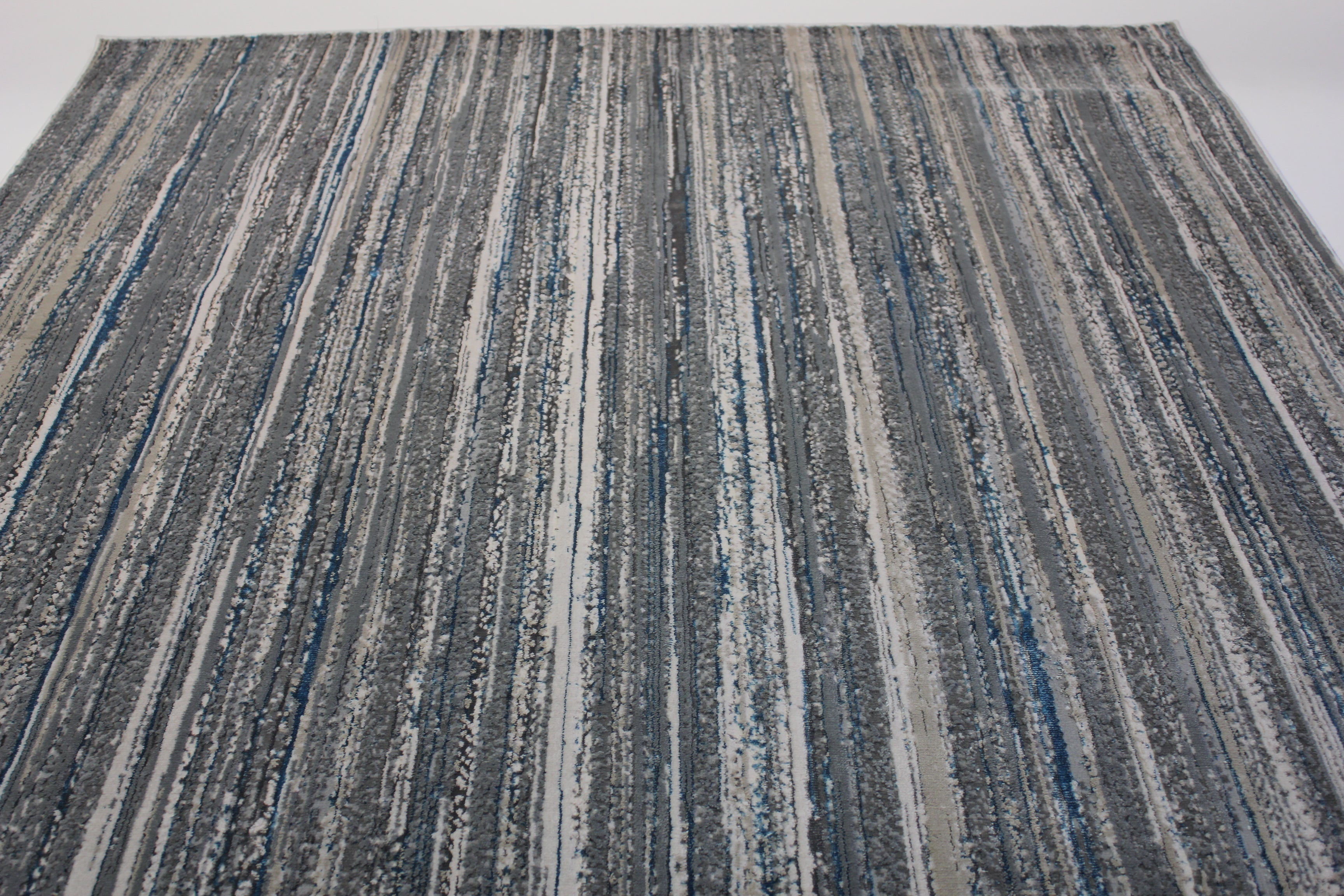 Shinny Shimmery Changing Lines Azure Blue Ultra Soft Cozy Area Rug/Carpet