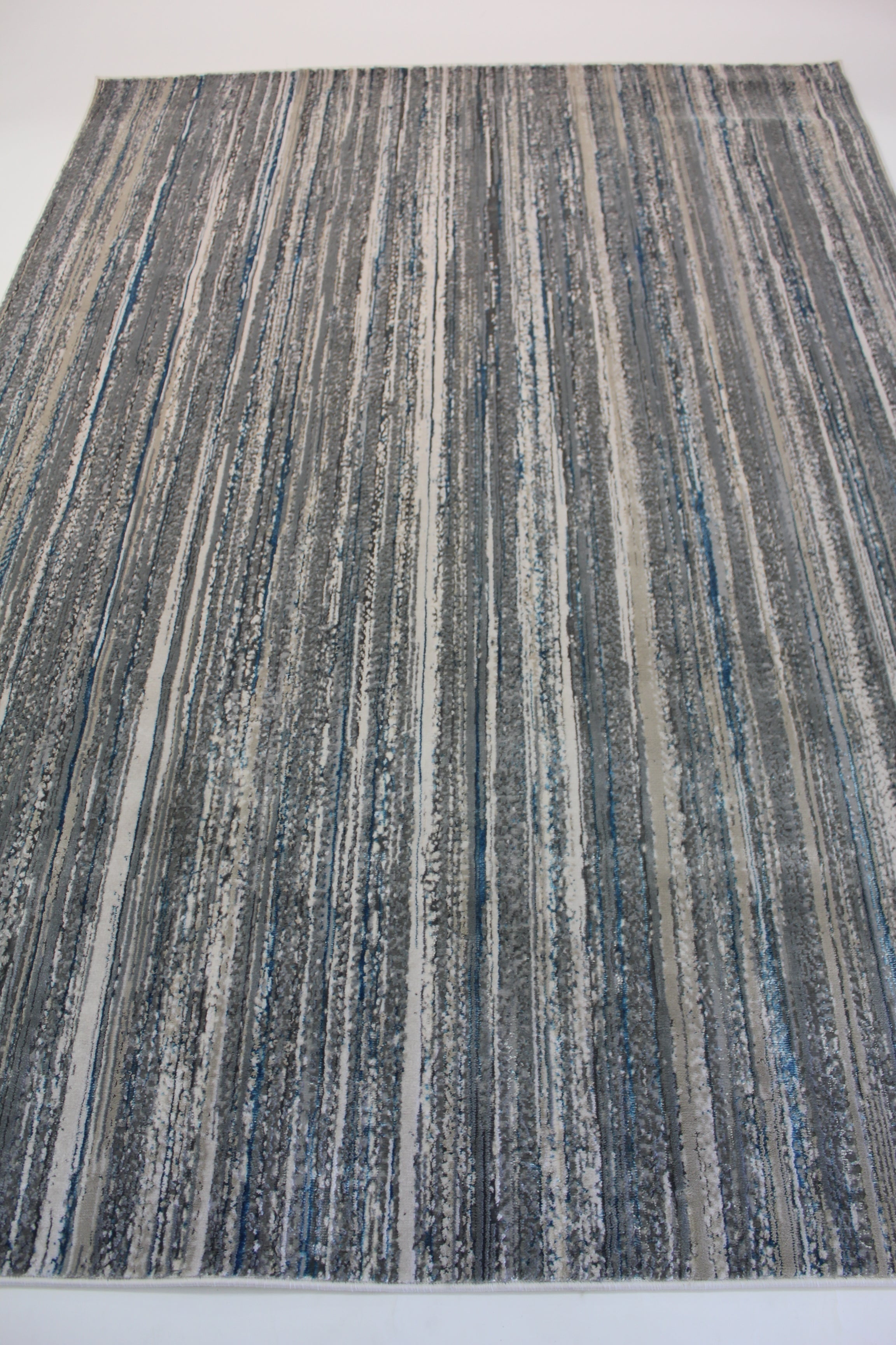Shinny Shimmery Changing Lines Azure Blue Ultra Soft Cozy Area Rug/Carpet