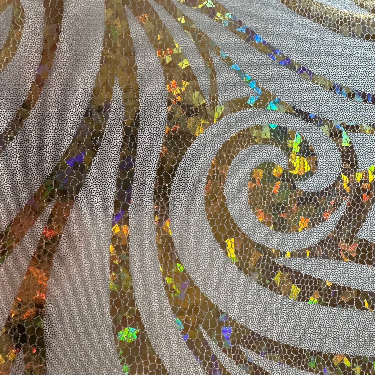 Stellar 4-Way Paisley Foggy Foil Nylon Spandex Fabric | Spandex Palace
