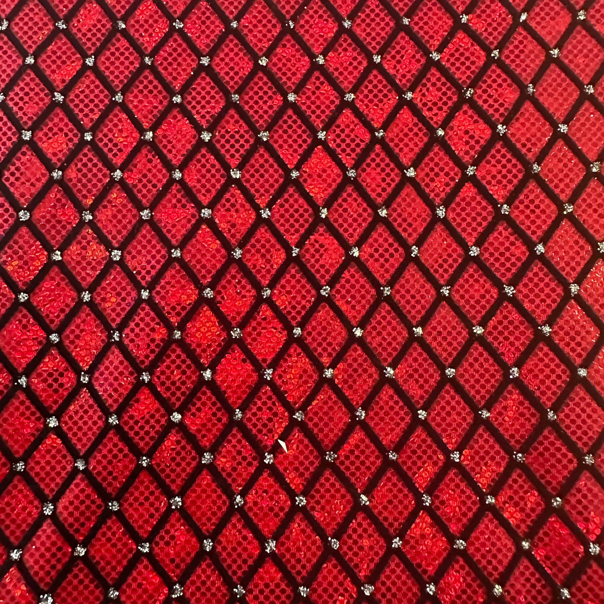 Diamond Flocking Hologram and Glitter on Stretch Nylon Spandex Tricot Fabric | Spandex Palace