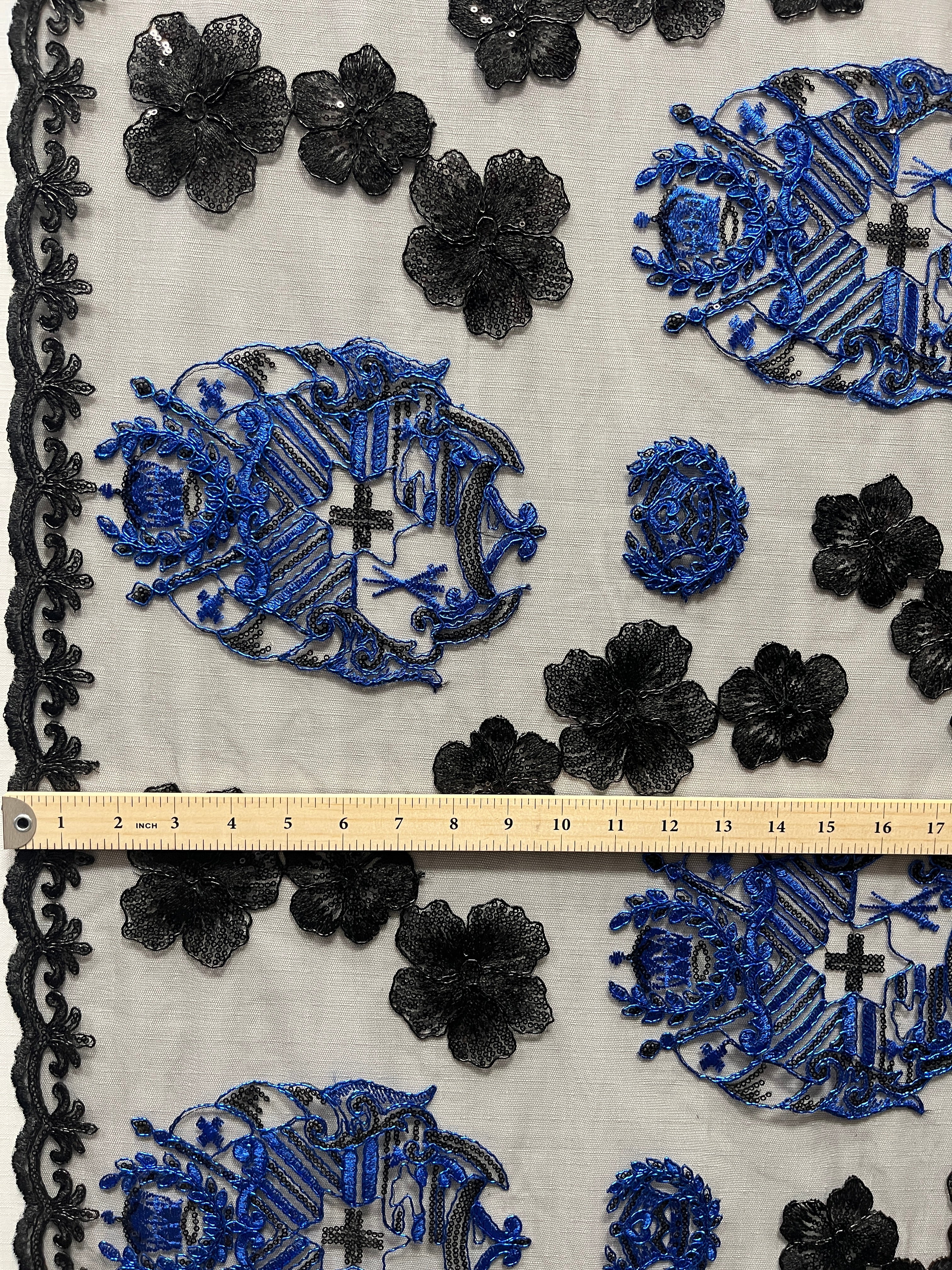 Black Hibiscus Flowers Tonga Seal Lace | Islands Fabric