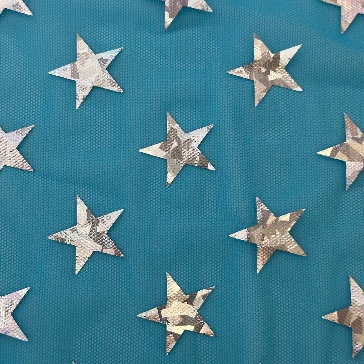 Holographic Star Power Mesh | Elite 4-Way Stretch at Spandex Palace