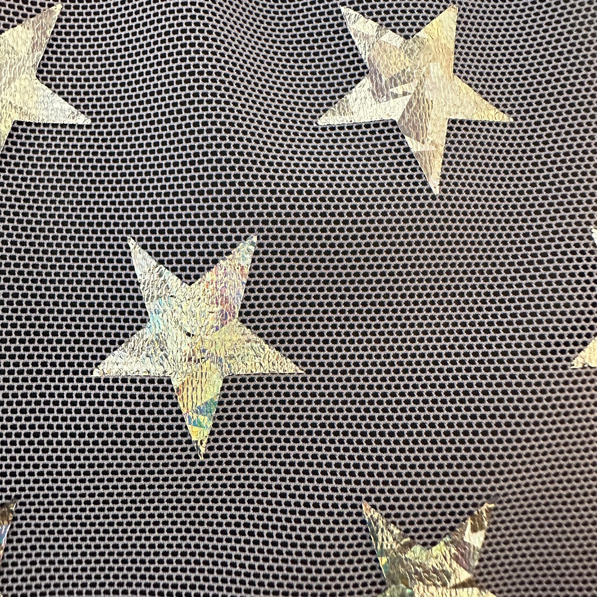 Holographic Star Power Mesh | Elite 4-Way Stretch at Spandex Palace
