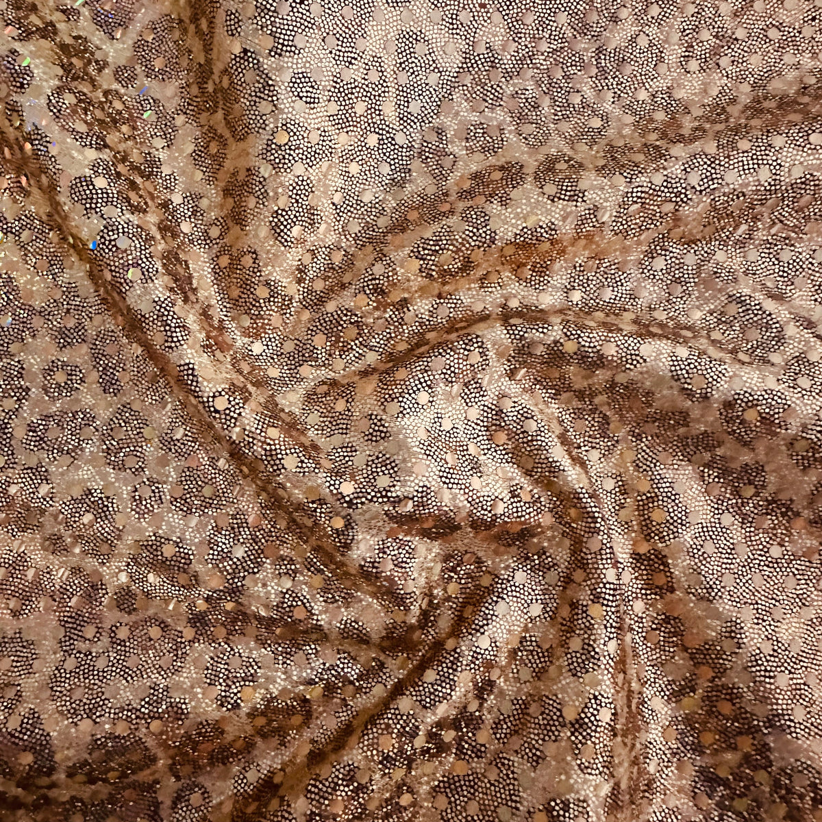 Leopard Iridescent Double Holo Foil Poly Span Fabric | Spandex Palace