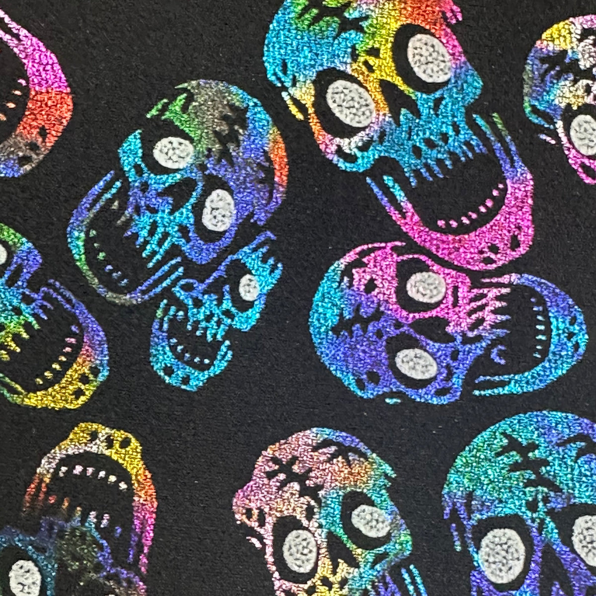 4-Way Skull Double Foil Print Stretch Nylon Fabric | Spandex Palace