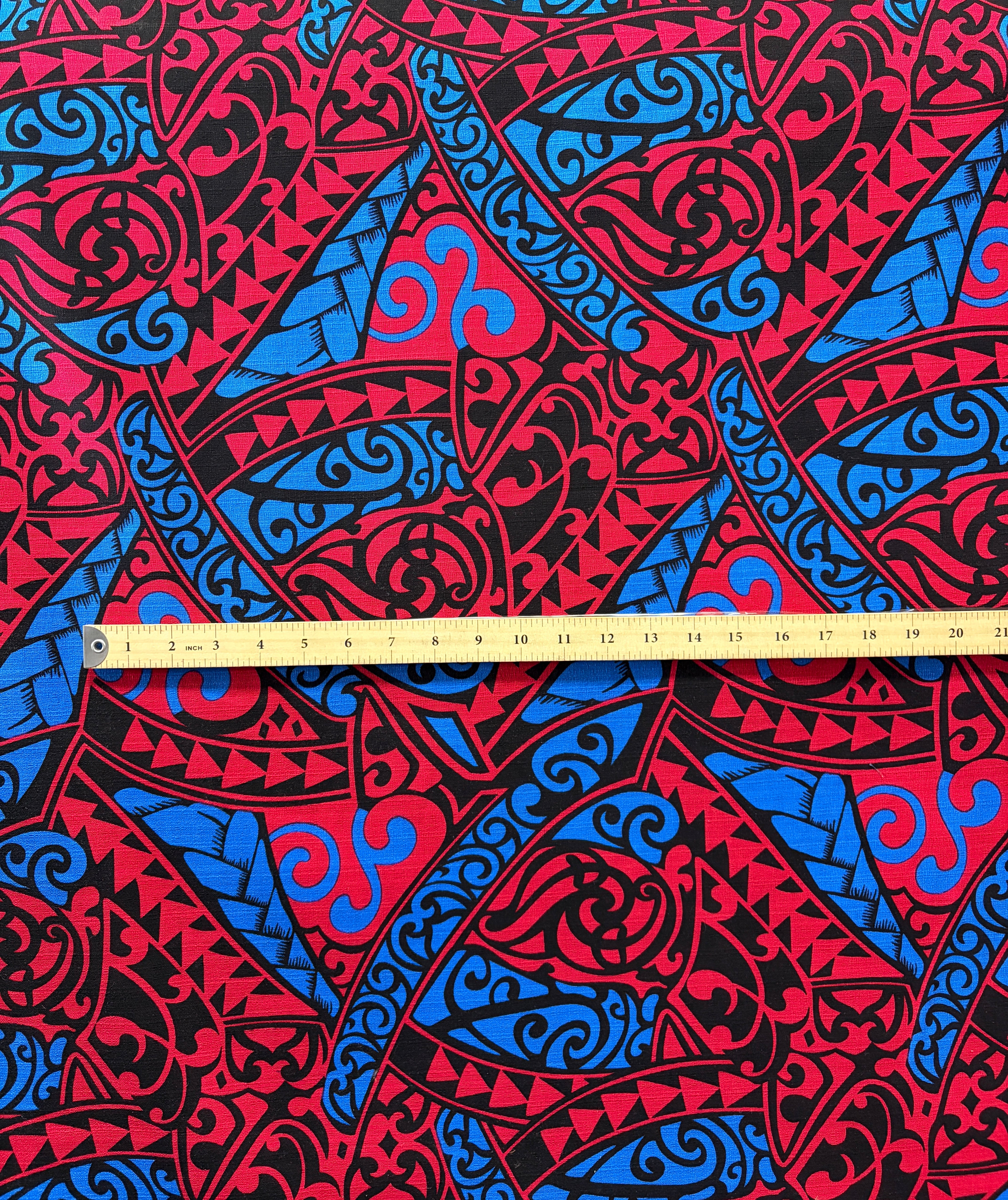 Polynesian Tribal Triangle formation Design Light Barkcloth Fabric | Islands Fabric